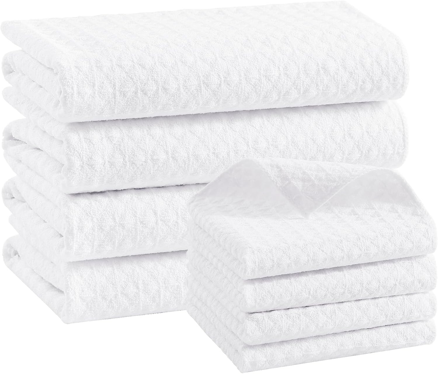 Homaxy Microfiber Waffle Weave Towels Set, 16 x 28 Inch and 12 x 12 Inch and 100% Cotton Waffle Weave Kitchen Dish Cloths - Image 2