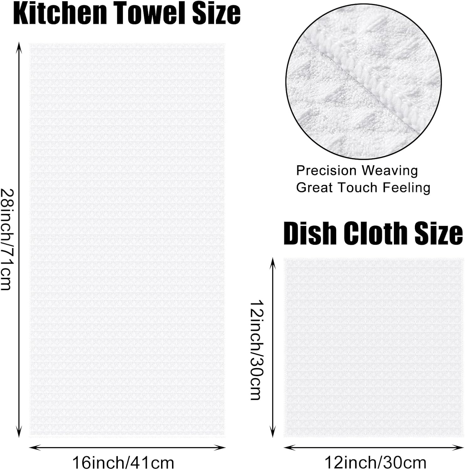 Homaxy Microfiber Waffle Weave Towels Set, 16 x 28 Inch and 12 x 12 Inch and 100% Cotton Waffle Weave Kitchen Dish Cloths - Image 5