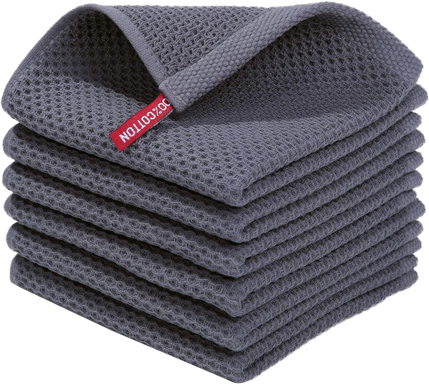 Homaxy Microfiber Waffle Weave Towels Set, 16 x 28 Inch and 12 x 12 Inch and 100% Cotton Waffle Weave Kitchen Dish Cloths - Image 6