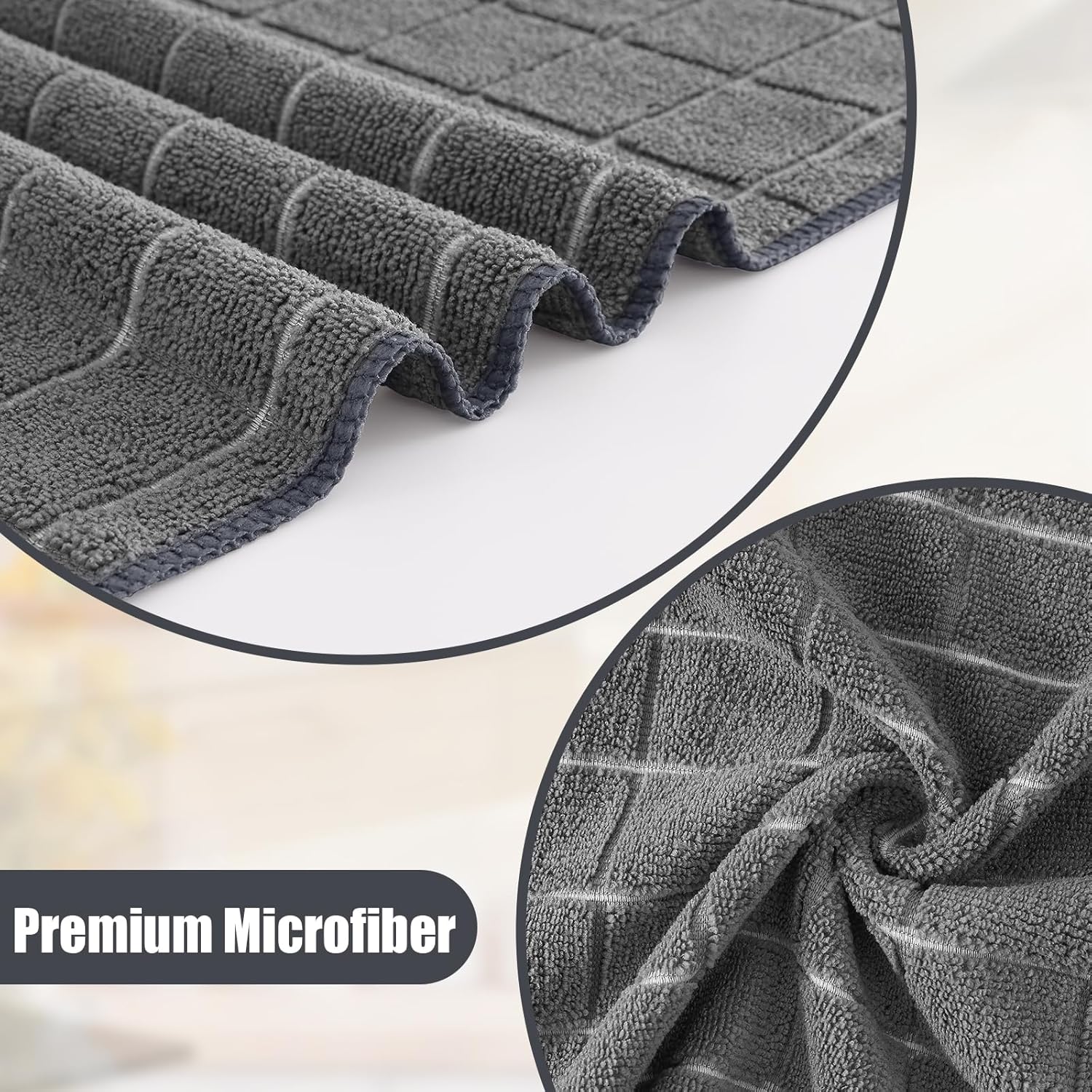 Homaxy Microfiber Kitchen Towels and Dishcloths Set, 12 Pack Soft and Absorbent Dish Hand Towels Bulk and 100% Cotton Kitchen Towels and Dishcloths Set(12 x 12 & 15 x 25 Inches, Set of 8 Bulk) - Image 2