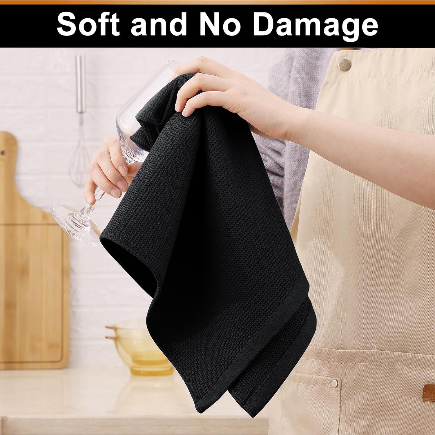 Homaxy 100% Cotton Waffle Weave Kitchen Towels - 4 Pack Soft and Absorbent Dish Towels - 16 x 26 Inches Quick Dry Hand Towels and 100% Cotton Kitchen Towels Set(12 x 12 & 15 x 25 Inches) - Image 4