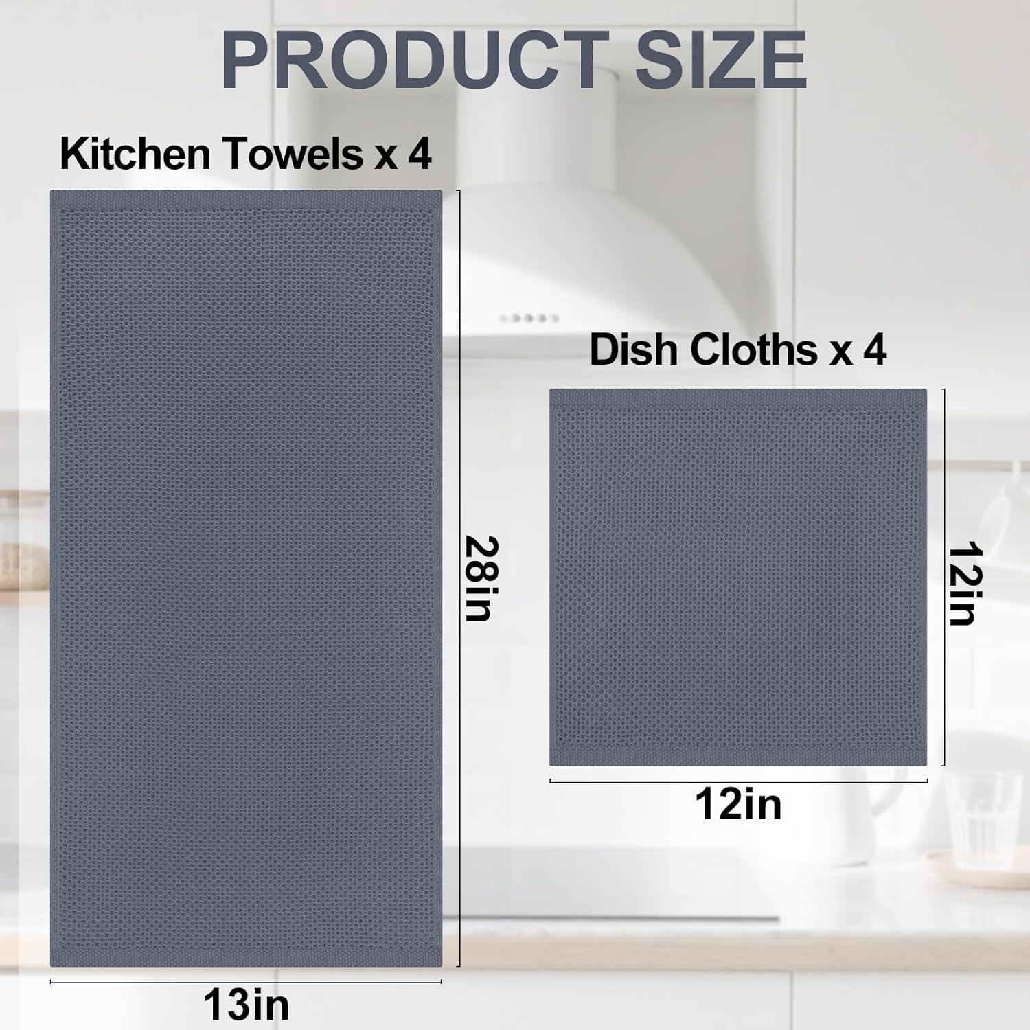 Homaxy 100% Cotton Kitchen Towels and Dishcloths Set, 12 x 12 Inches and 13 x 28 Inches, Set of 8 Bulk Kitchen Towels Set and 100% Cotton Kitchen Dishcloths Set(12 x 12 & 15 x 25 Inches) - Image 6