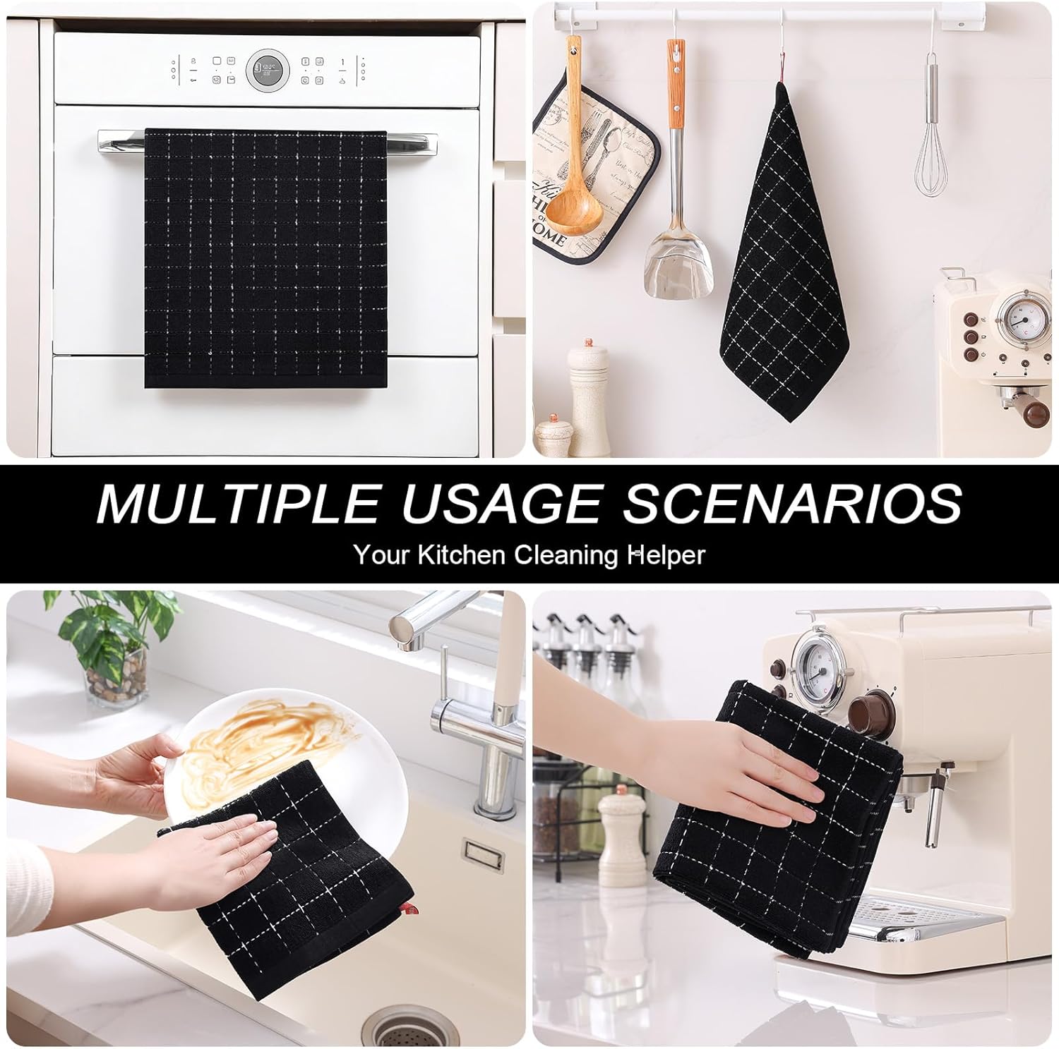 Homaxy Kitchen Towels and Dishcloths Set, 12 x 12 and 13 x 28 Inches, Set of 8 Bulk Cotton Terry Kitchen Towels Set and 100% Cotton Kitchen Towels and Dishcloths Set(12 x 12 & 15 x 25 Inches) - Image 8