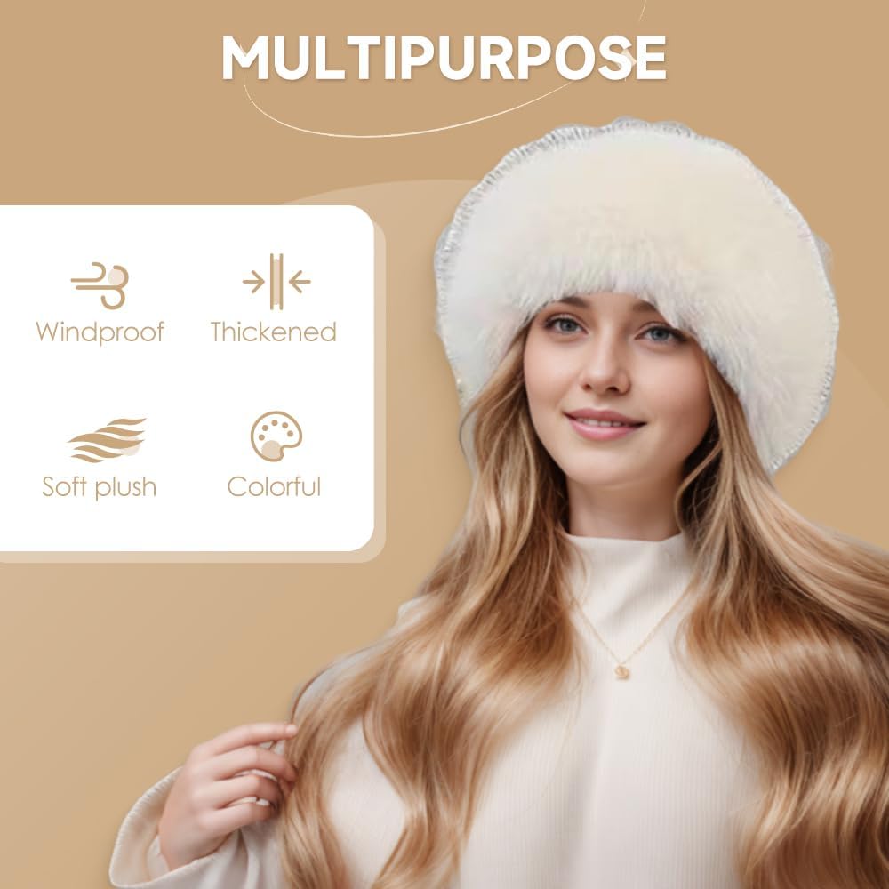 Womens Winter Faux Fur Bucket Hat, Thick Fluffy Fisherman, Winter Warmer Cap for Women - Image 6