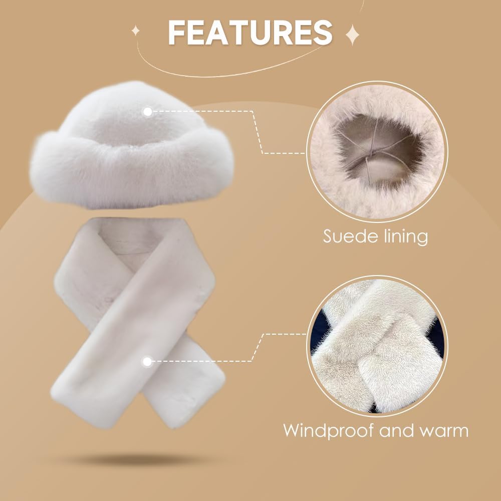 Womens Winter Faux Fur Bucket Hat, Thick Fluffy Fisherman, Winter Warmer Cap for Women - Image 7