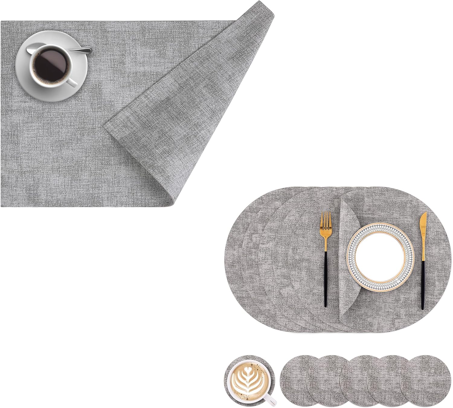 Homaxy Faux Leather Heat Resistant Placemats, 11.8