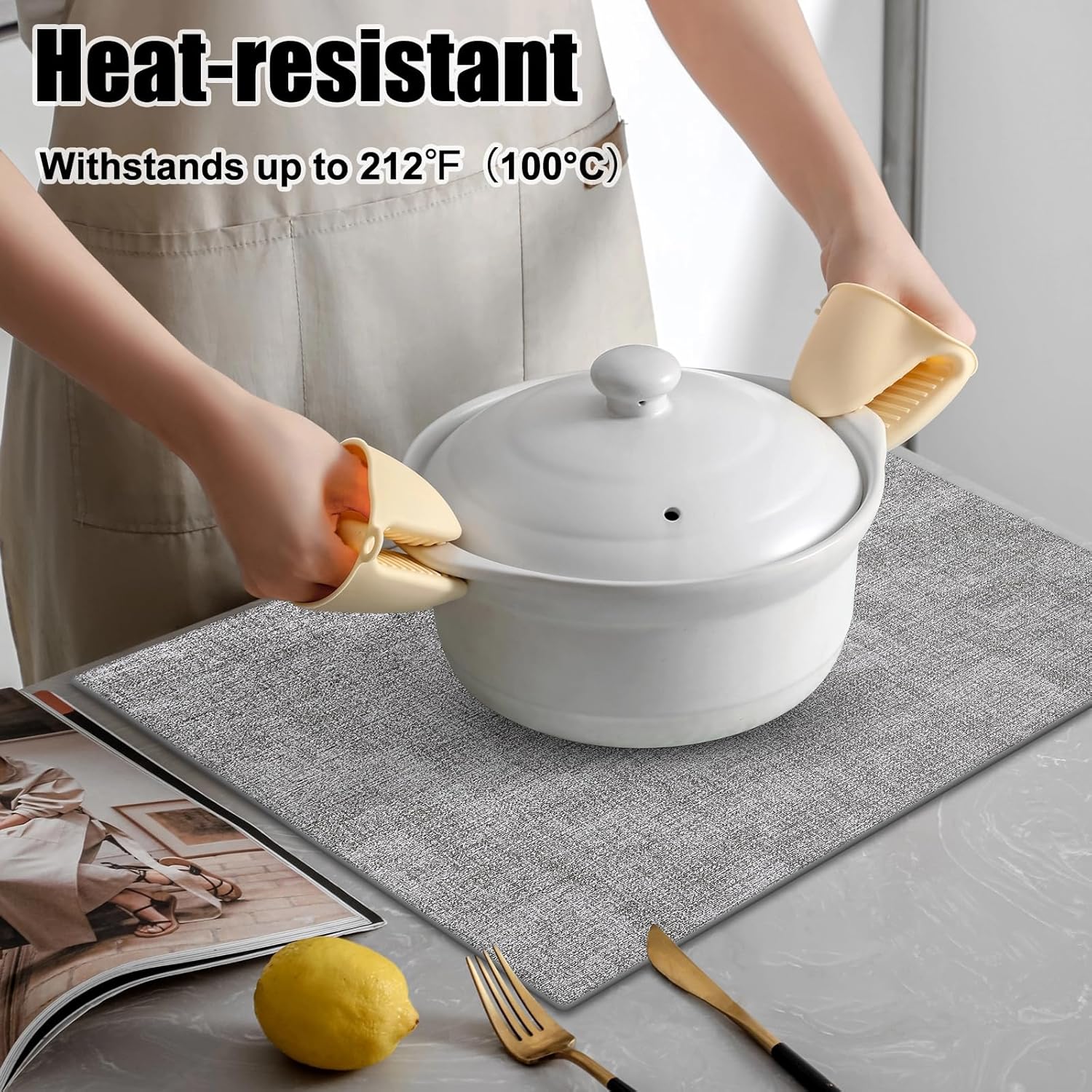 Homaxy Faux Leather Heat Resistant Placemats, 11.8