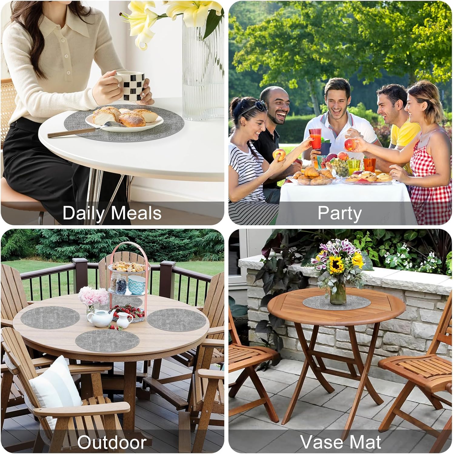 Homaxy Faux Leather Heat Resistant Placemats, 11.8