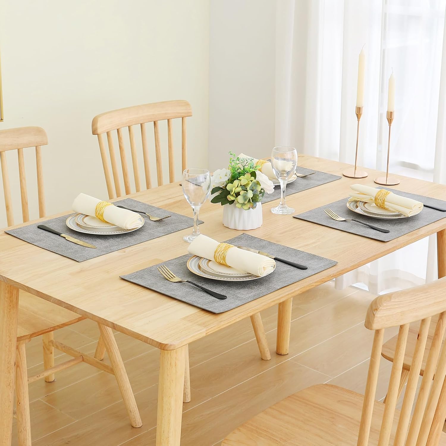 Homaxy Faux Leather Heat Resistant Placemats, 11.8