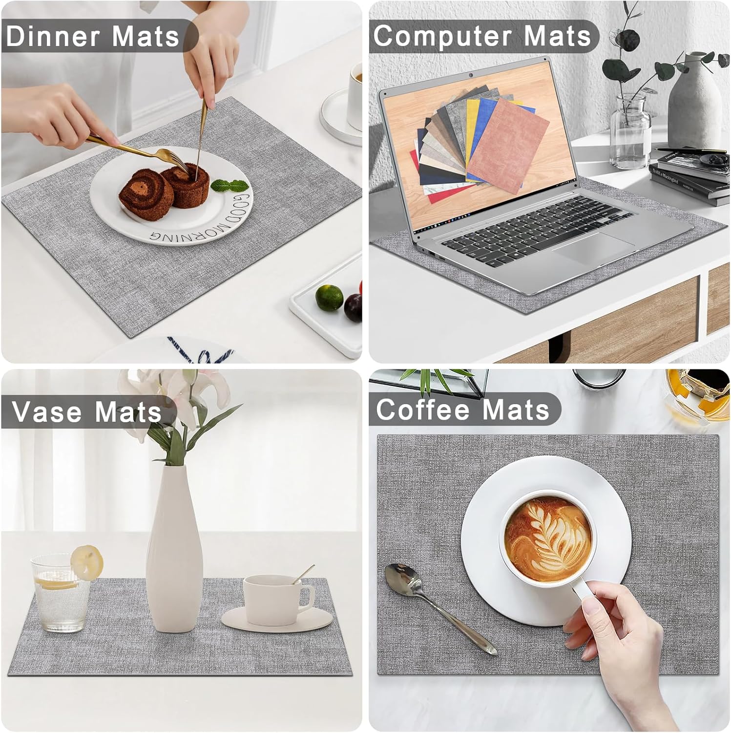 Homaxy Faux Leather Heat Resistant Placemats, 11.8