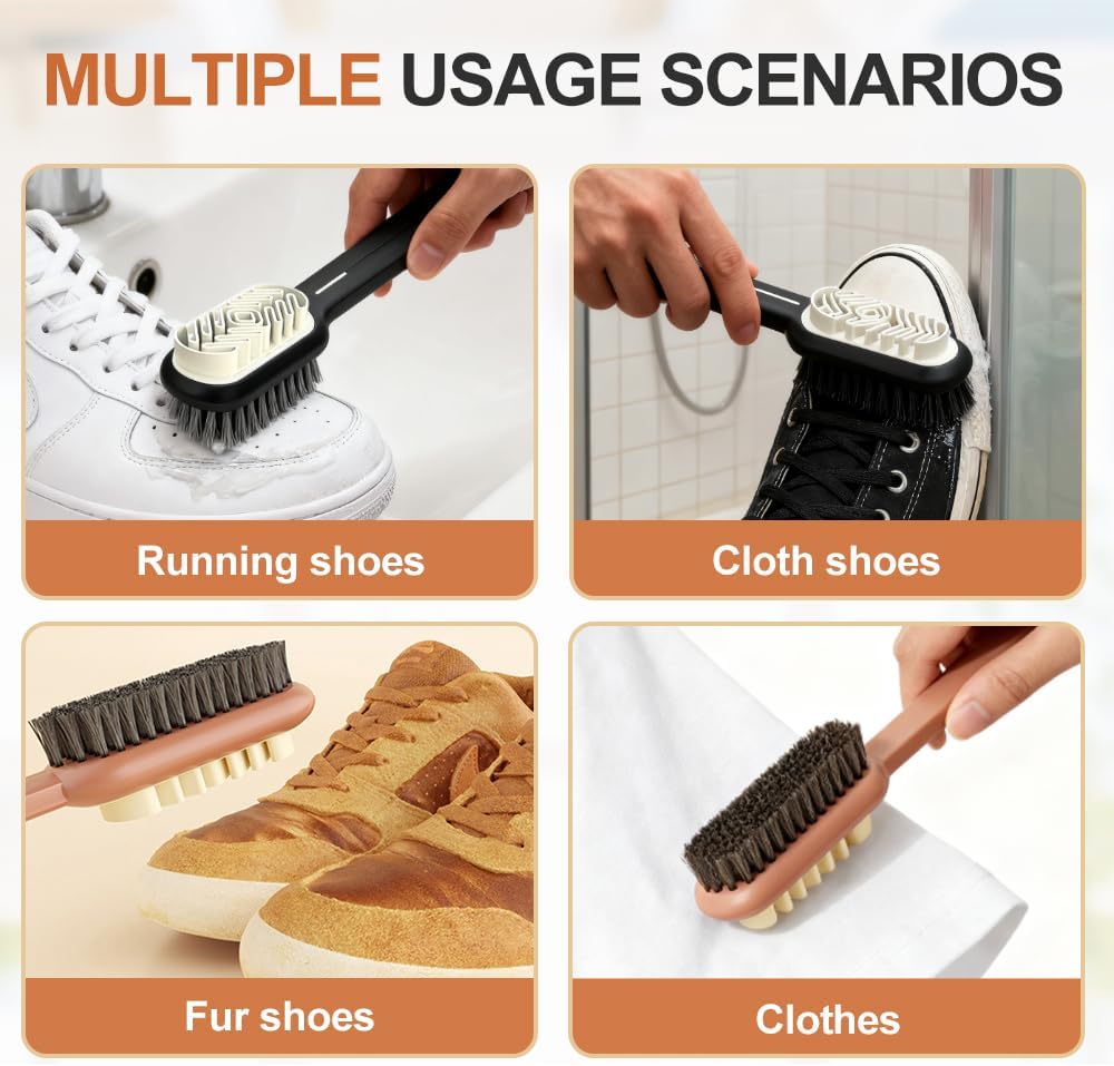 2 in 1 Scrub Suede Shoe Brush, Rubber Polish Eraser with Soft Bristle Brush for Suede Cleaner and Nubuck Brush (Black) - Image 3