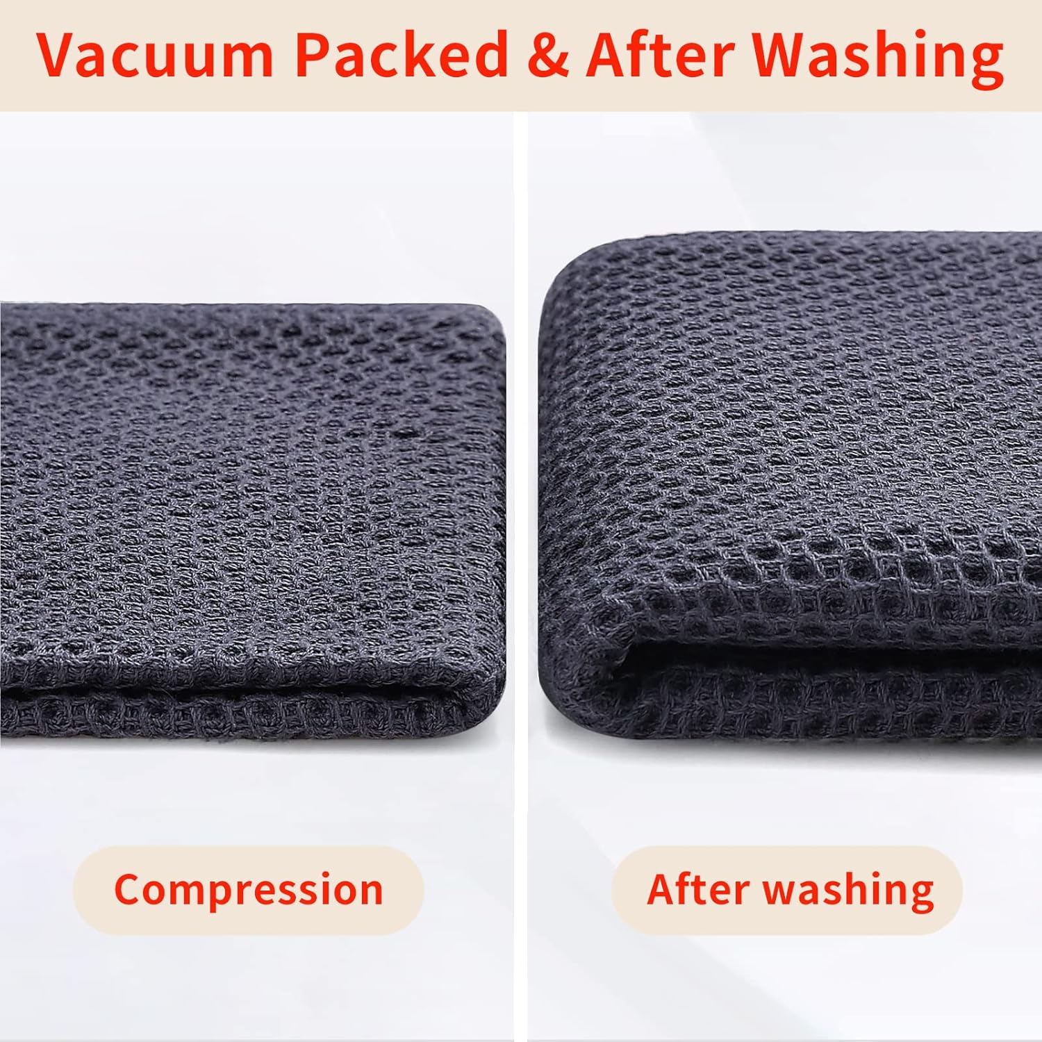 Homaxy 100% Cotton Waffle Weave Kitchen Dish Cloths(12 x 12 Inches, 6-Pack, Dark Grey), Ultra Soft Absorbent Quick Drying Dish Towels and Terry Kitchen Towels(15