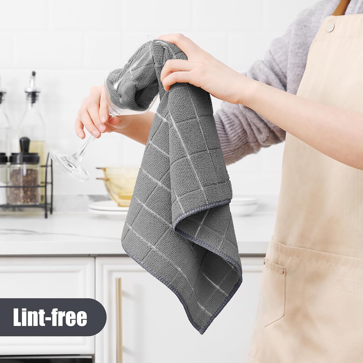 Homaxy Microfiber Kitchen Towels and Dishcloths Set, 12 Pack Soft and Absorbent Dish Hand Towels Bulk, 28 x 16 Inch & 12 x 12 Inch and Terry Kitchen Towels(15