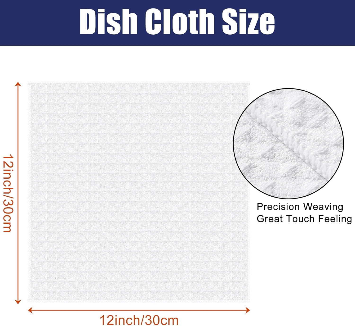 Homaxy Microfiber Waffle Weave Kitchen Dish Cloths(6 Pack, White), 12 x 12 Inch Ultra Absorbent and Terry Kitchen Towels(15