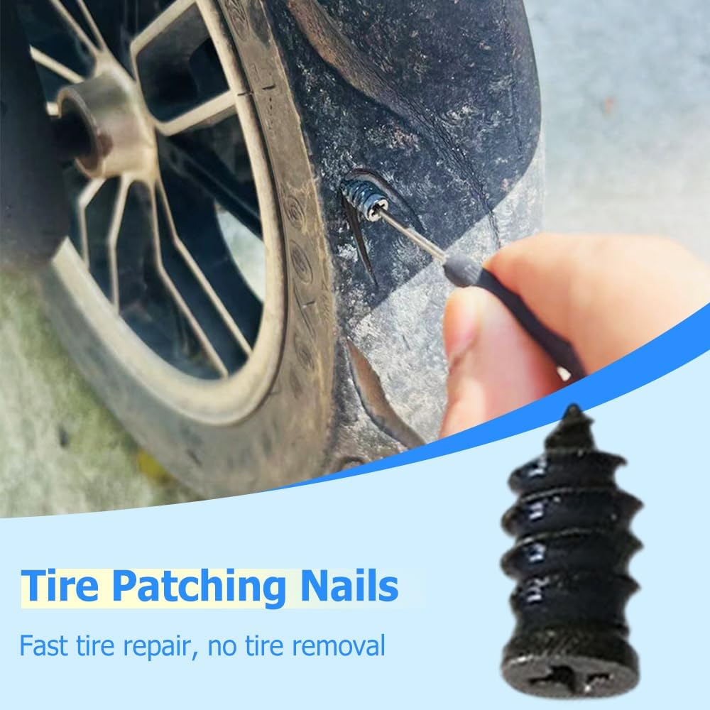 Tire Repair Nails Kit with 2 Sizes, Screw in Tire Repair Plugs with Box and Screwdriver, Fast Self-Service Tire Repair Tools (10Set) - Image 5