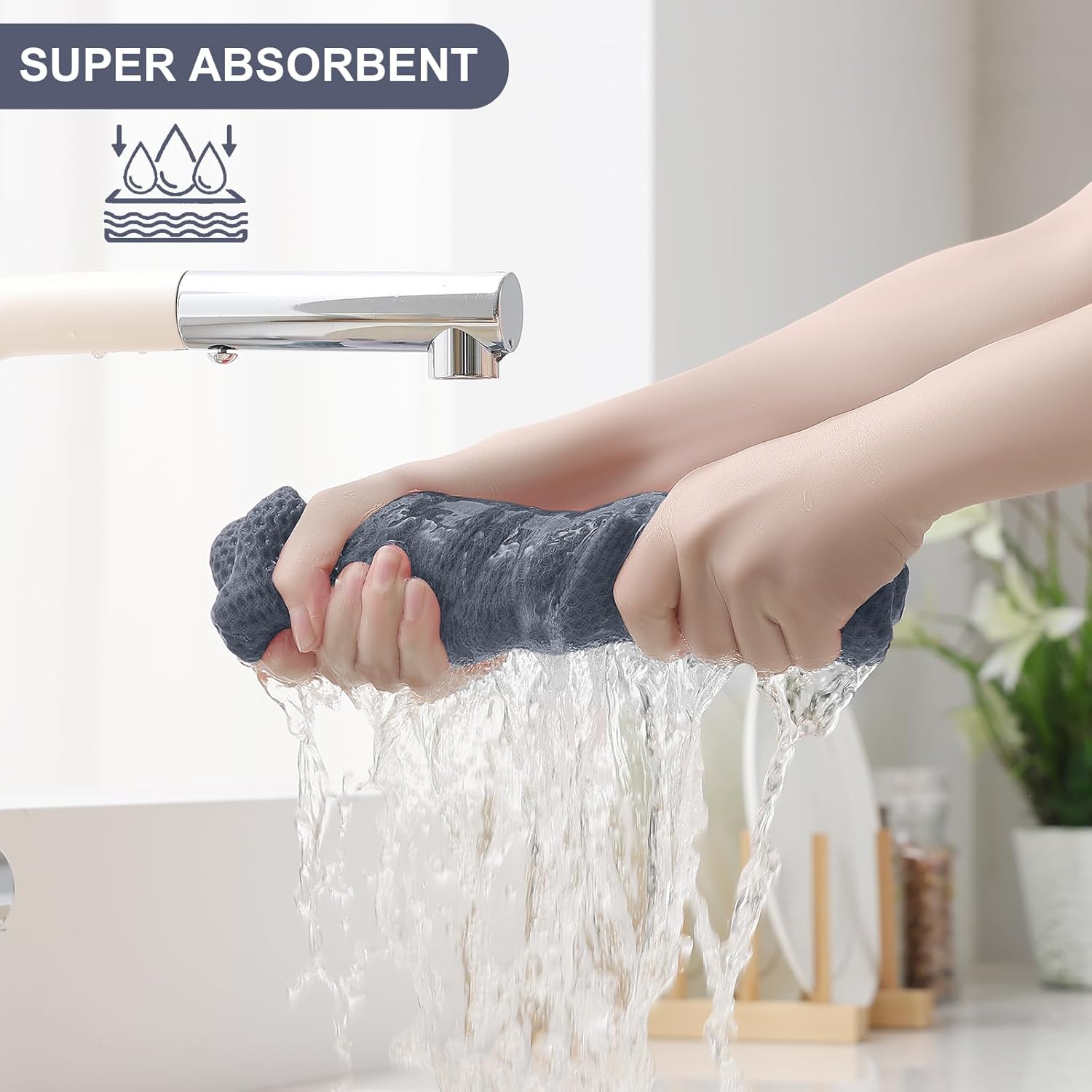 Homaxy Dishcloths Set, 12 x 12 Inches and 13 x 28 Inches, Set of 8 Bulk Kitchen Towels Set, Dark Grey and Premium Kitchen Towels(18”x 28”, 6 Pack), Grey - Image 4