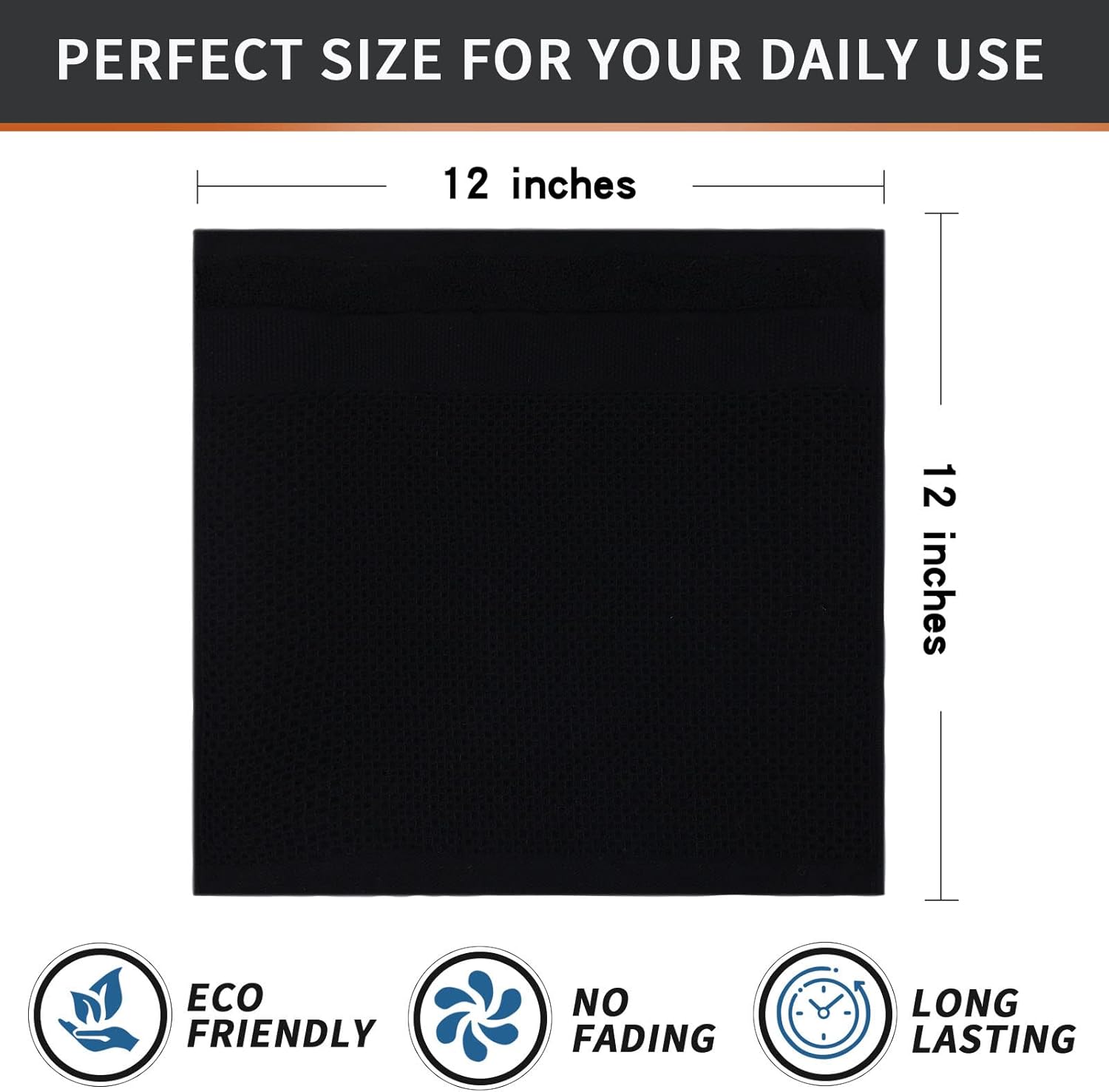 Homaxy 100% Cotton Dish Cloths, 8 Pack - 12 x 12 Inches, Black and Kitchen Towels and Dishcloths Set, 12 x 12 and 13 x 28 Inches, White & Black - Image 6