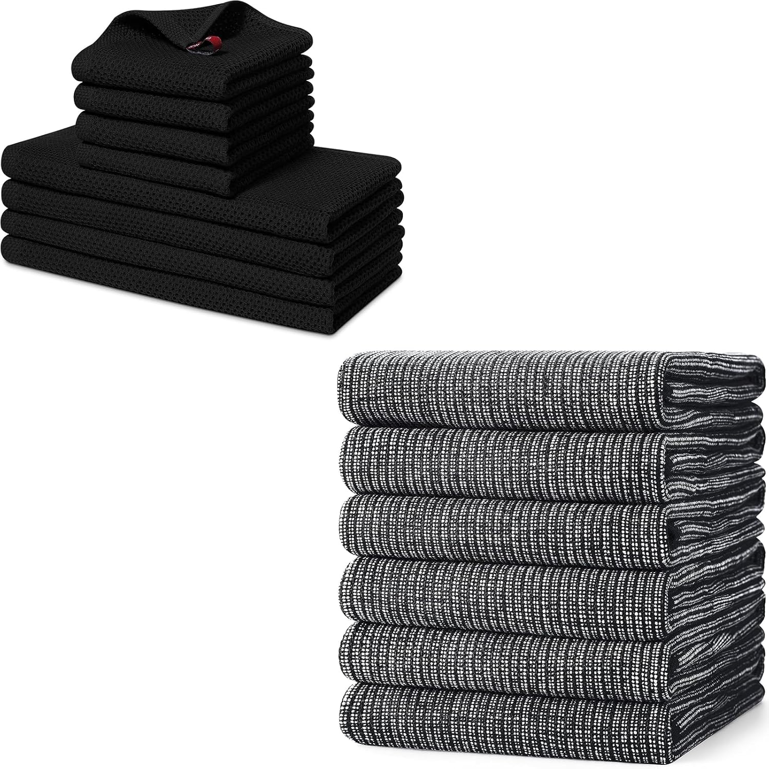 Homaxy Set of 8 Bulk Kitchen Towels Set, 12 x 12 Inches and 13 x 28 Inches, and Large Cotton Kitchen Hand Towels(18”x 28”, 6 Pack), Flat and Terry Dish Towels - Image 1