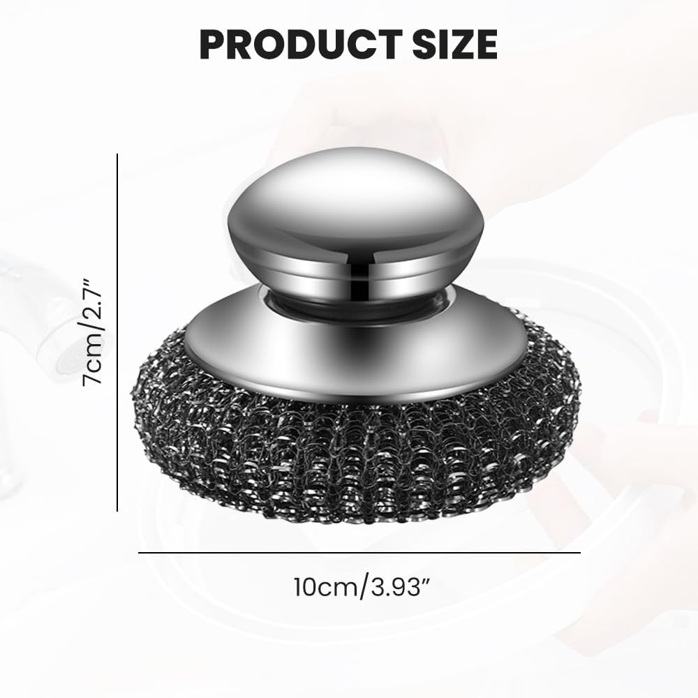 Steel Wool Scrubber with Handle, Upgrade Heavy Duty Stainless Steel Dish Scrubber for Cleaning Dishes, Iron Pots, Stoves, Kitchen Sink (2 pcs) - Image 7