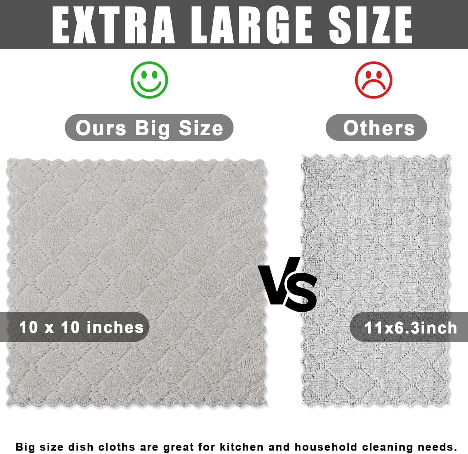 Homaxy 12 Pack Kitchen Dish Cloths (10 x 10 Inches, Grey) and Large Cotton Kitchen Hand Towels(18”x 28”, 6 Pack), Flat and Terry Dish Towels - Image 8