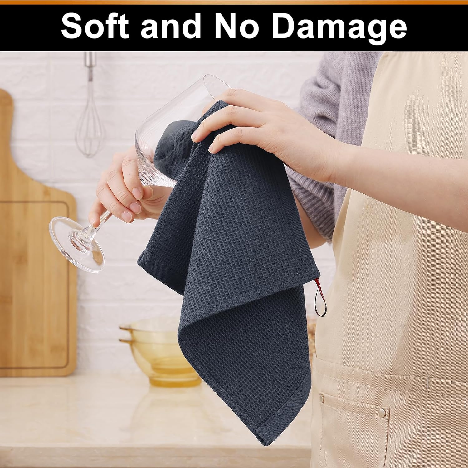 Homaxy Kitchen Towels and Dishcloths Set, 12 x 12 Inches and 18 x 28 Inches, Set of 12 Bulk Cotton Kitchen Towels Set, Ultra Soft Absorbent Dish Towels for Washing Dishes, Grey & Dark Grey - Image 6