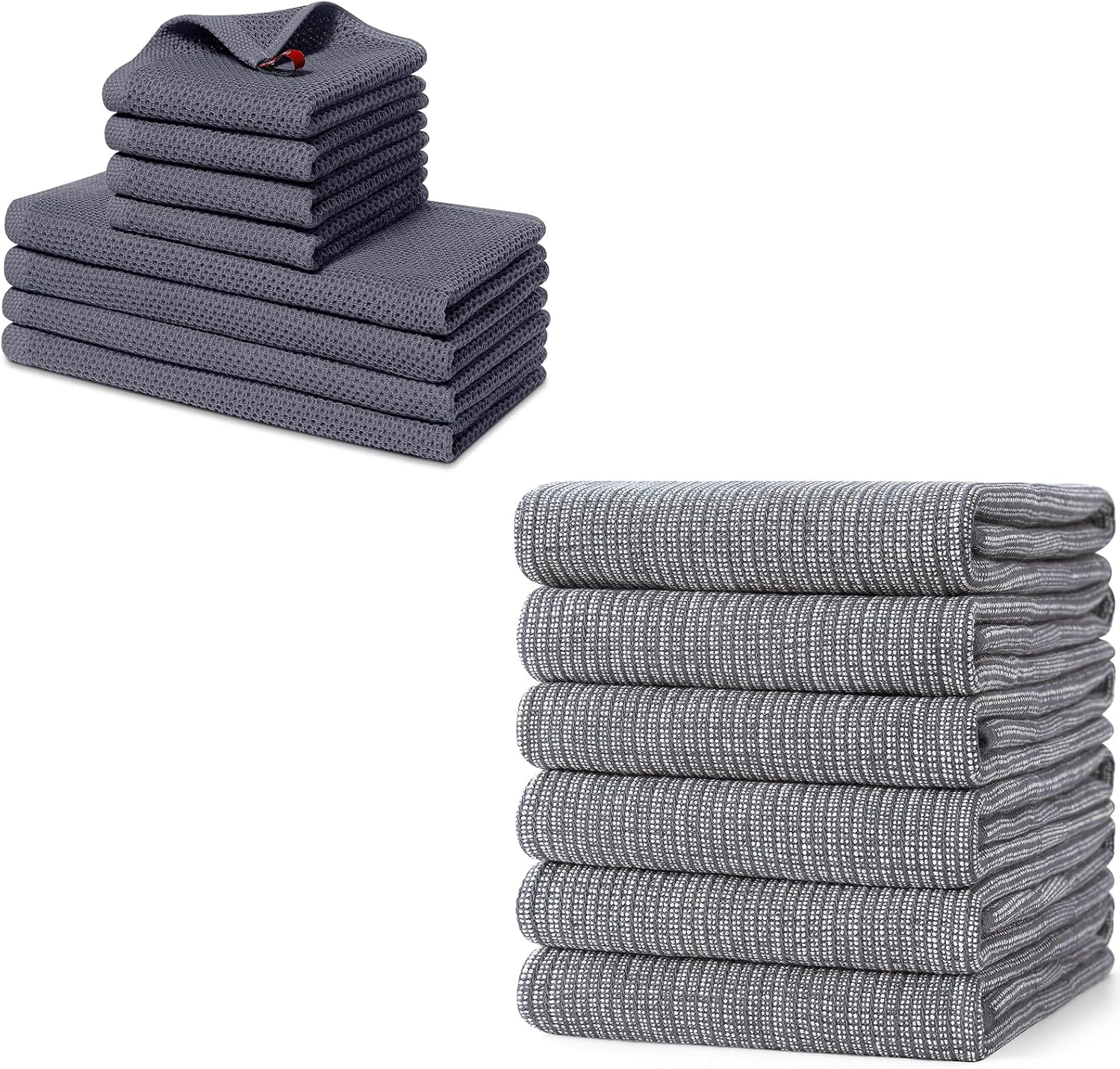 Homaxy Set of 8 Bulk Kitchen Towels Set, 12 x 12 Inches and 13 x 28 Inches, and Large Cotton Kitchen Hand Towels(18”x 28”, 6 Pack), Flat and Terry Dish Towels - Image 1
