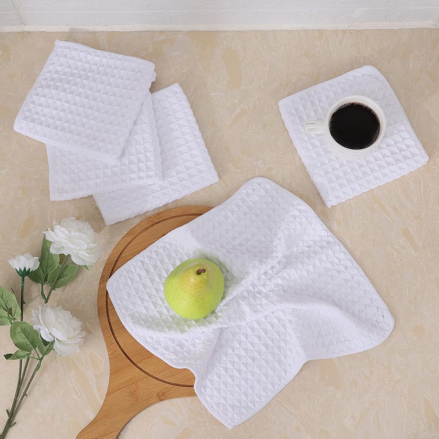 Homaxy Kitchen Towels Set, 13 x 28 inches and12 x 12 Inches, Set of 10 Bulk Cotton Kitchen Towels Set, Ultra Soft Absorbent Dish Towels for Washing Dishes, Navy Blue & White - Image 8
