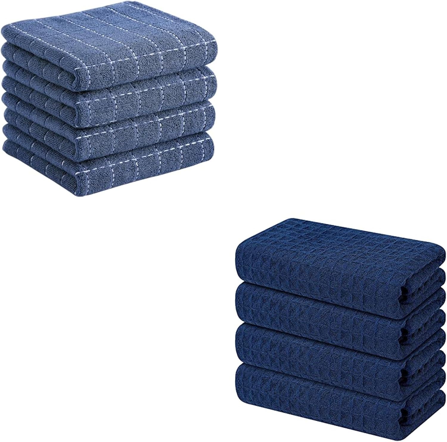 Homaxy Kitchen Towels Set, 16 x 28 Inches and 13 x 28 inches, Set of 8 Bulk Cotton Kitchen Towels Set, Ultra Soft Absorbent Dish Towels for Washing Dishes, Navy Blue - Image 1