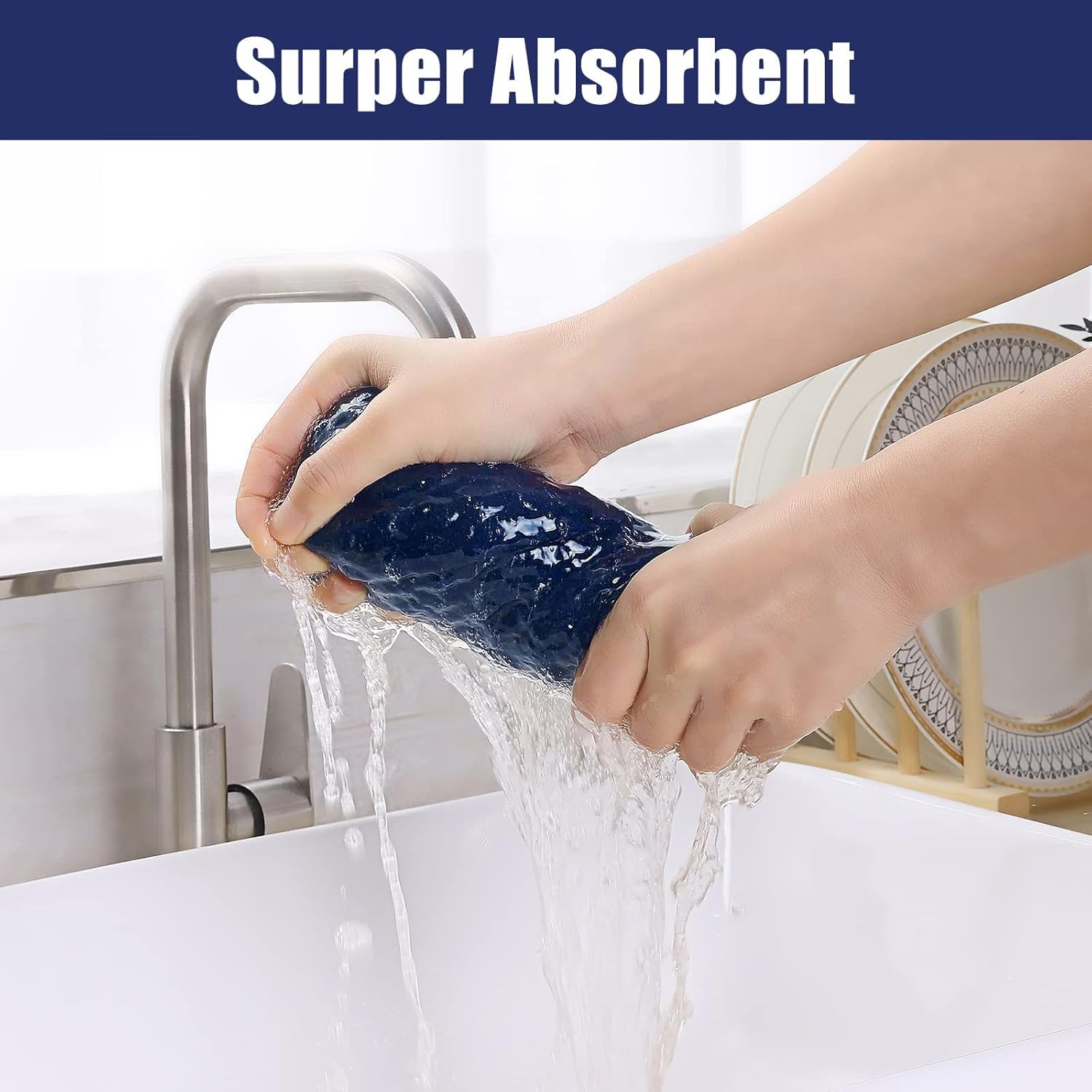 Homaxy Kitchen Towels Set, 16 x 28 Inches and 13 x 28 inches, Set of 8 Bulk Cotton Kitchen Towels Set, Ultra Soft Absorbent Dish Towels for Washing Dishes, Navy Blue - Image 4