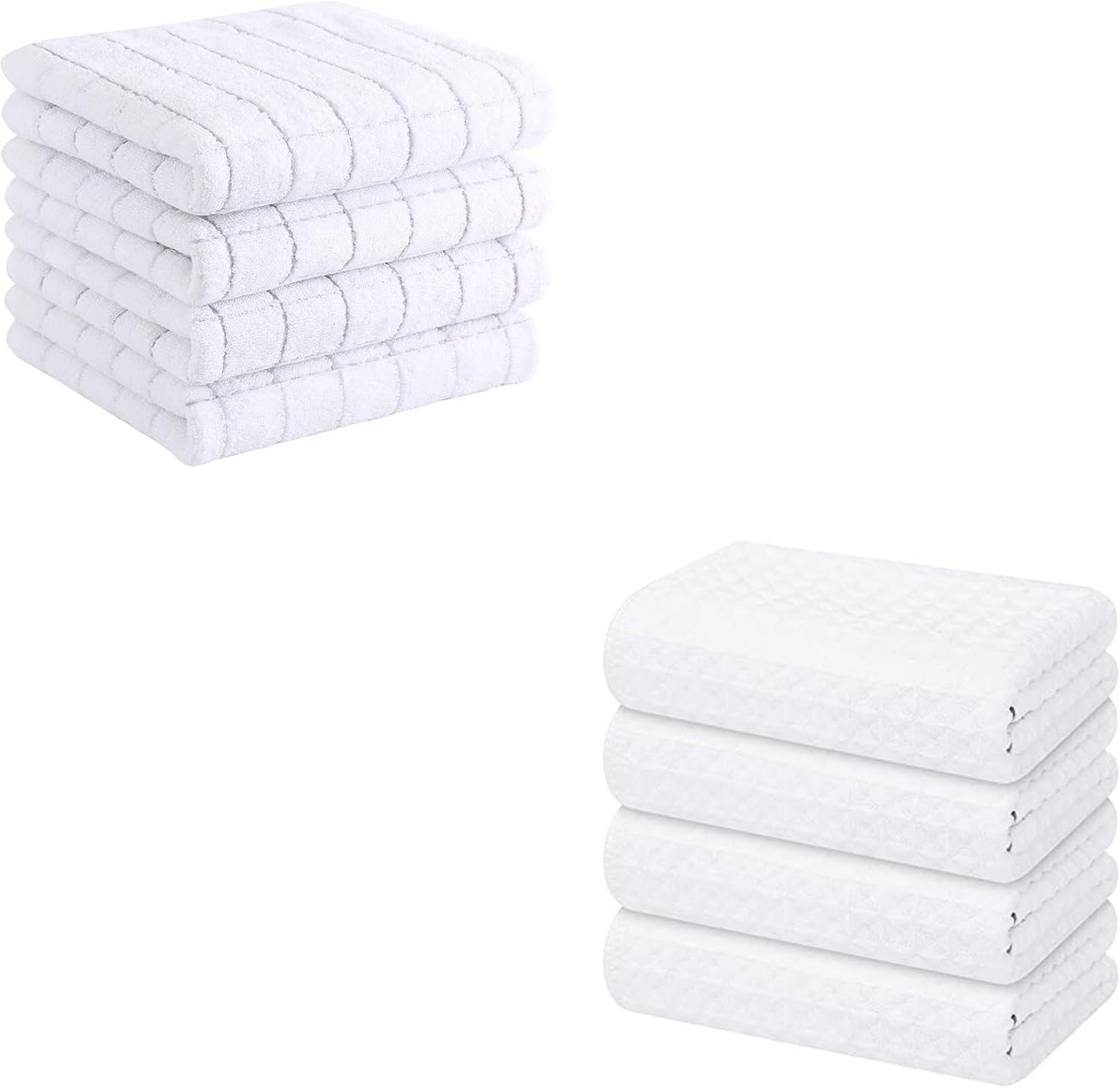 Homaxy Kitchen Towels, 16 x 28 Inches and 13 x 28 Inches, Set of 8 Bulk Cotton Kitchen Towels Set, Ultra Soft Absorbent Dish Towels for Washing Dishes, White - Image 1