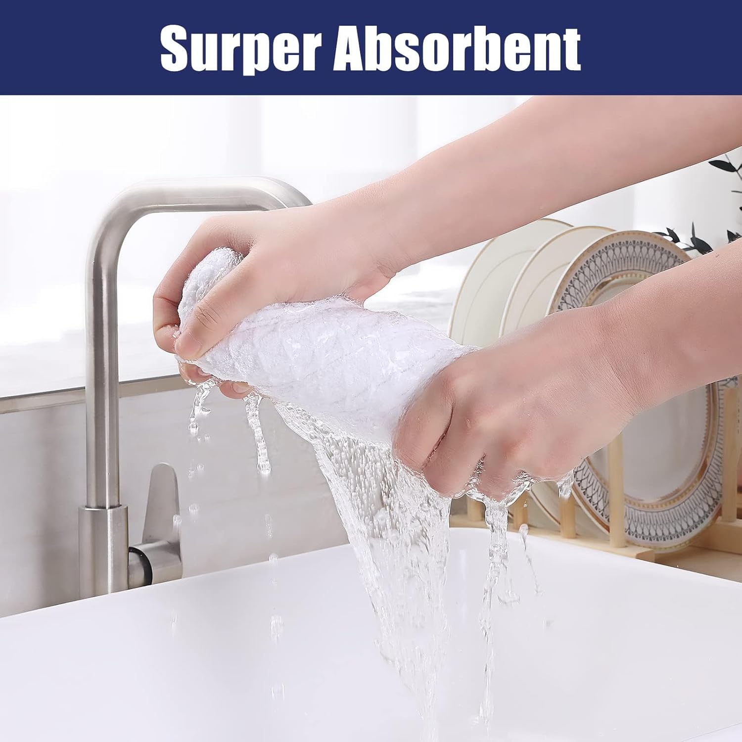 Homaxy Kitchen Towels, 16 x 28 Inches and 13 x 28 Inches, Set of 8 Bulk Cotton Kitchen Towels Set, Ultra Soft Absorbent Dish Towels for Washing Dishes, White - Image 4
