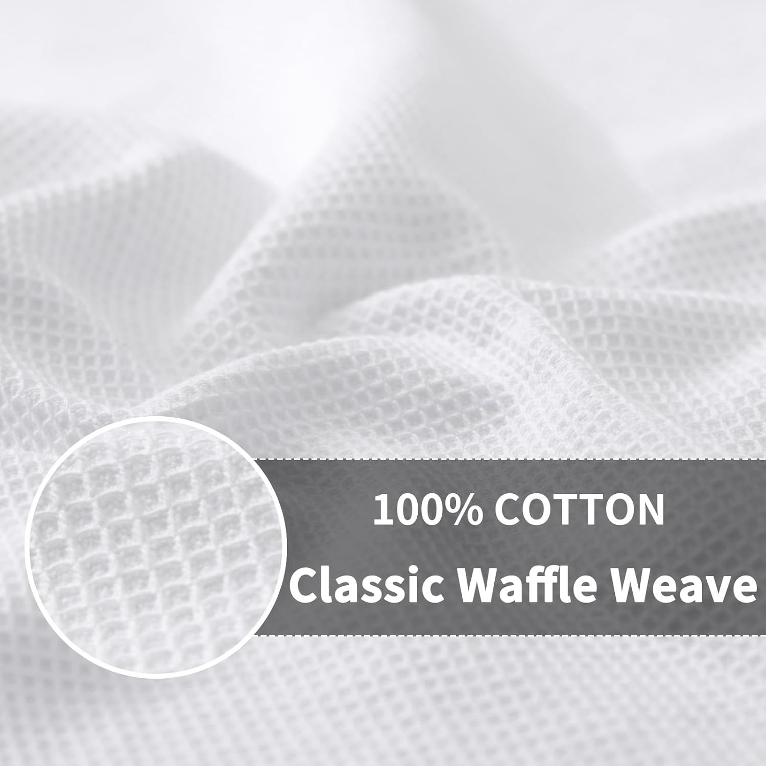 Homaxy 10-Pack Cotton Kitchen Towels Set, 12 x 12 Inches and 13 x 28 Inches, White, Ultra Soft Absorbent Dish Towels for Washing Dishes, Waffle Weave, Lint-Free, Machine Washable - Image 3