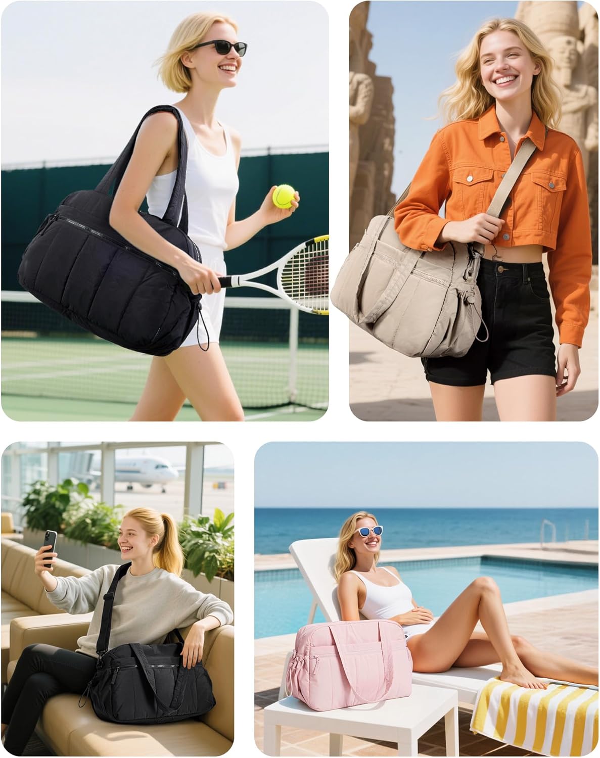 Gym Bag for Women, Duffle Bag for Travel with Wet Pocket, Lightweight Carry on Weekender Duffel, Water Resistant - Image 6