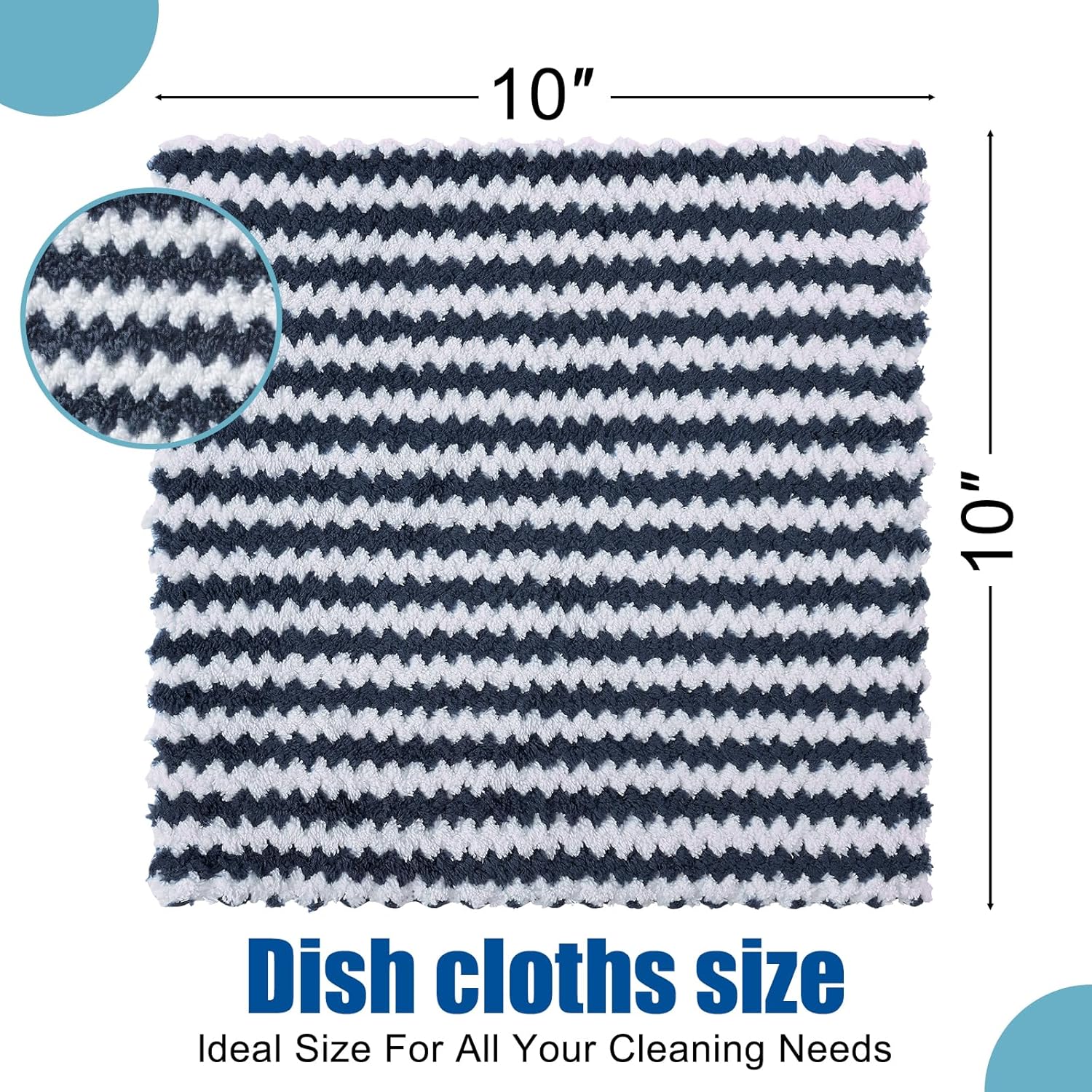 Homaxy 100% Cotton Kitchen Dish Cloths(12x12 Inches, 6 Pack) and Coral Velvet Kitchen Dish Cloths(10 x 10 inch,12 Pack), Reusable Fast Drying Microfiber Cleaning Cloth, Dark Grey - Image 6