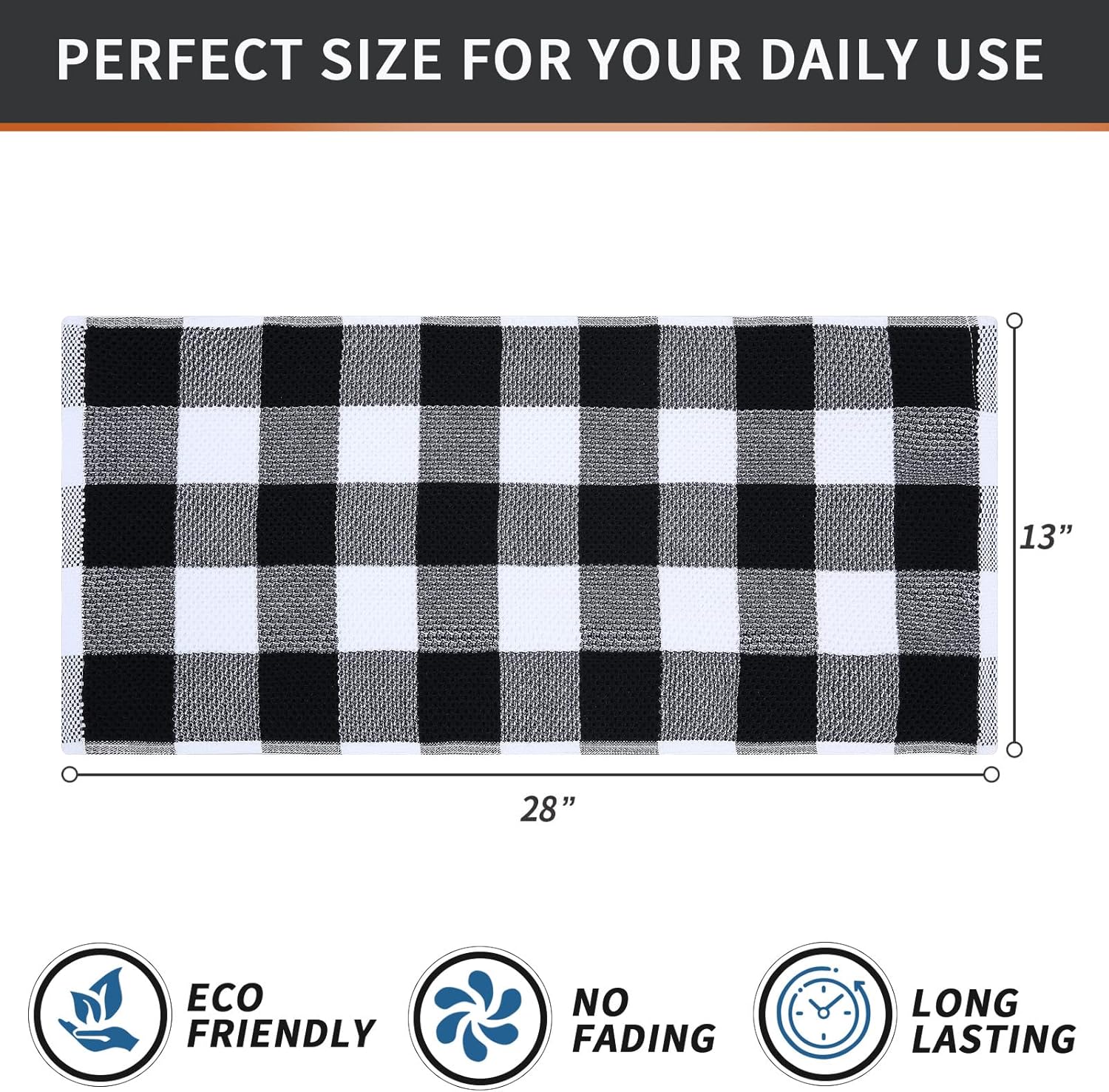 Homaxy 100% Cotton Terry Kitchen Towels and Check Kitchen Towels, 13 x 28 Inches, Set of 8 Super Soft and Absorbent Dish Towels, Black and White & Black - Image 5