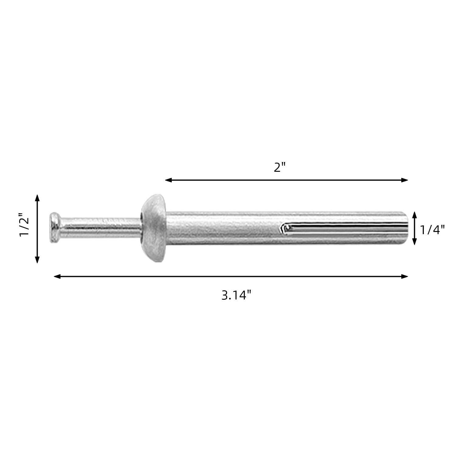 1/4 x 2 Hammer Drive Nail in Anchors, Cement Hammering Anchors, Zinc Alloy, 50 PCS - Image 2