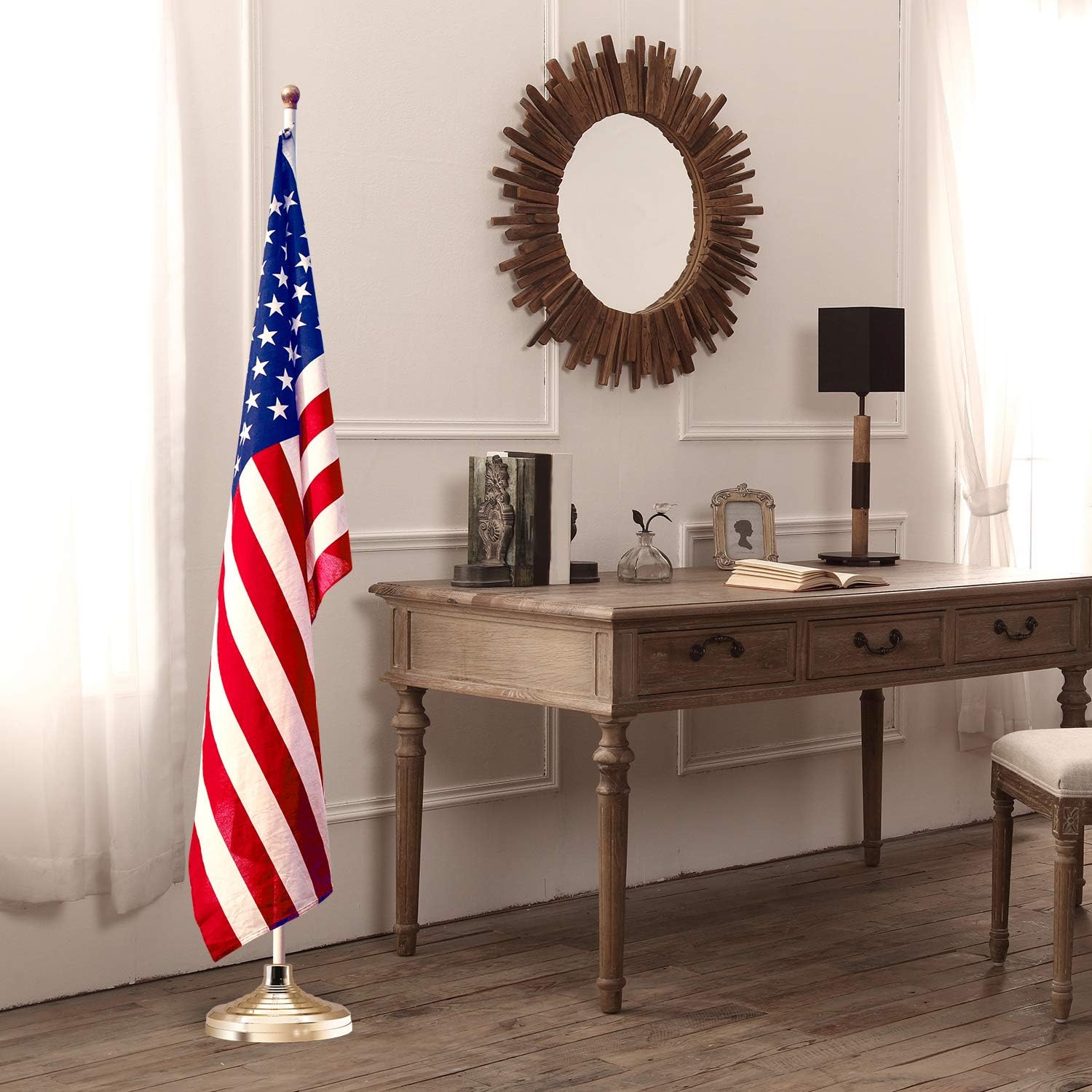 HOOSUN Base Stand for Flag Indoor Outdoor,Flag Pole Floor Stand Base Hold Flagpole Indoor Gold Banner Holder for 1.3'',1.1''And 0.9'' Diameter Flagpole - Image 6
