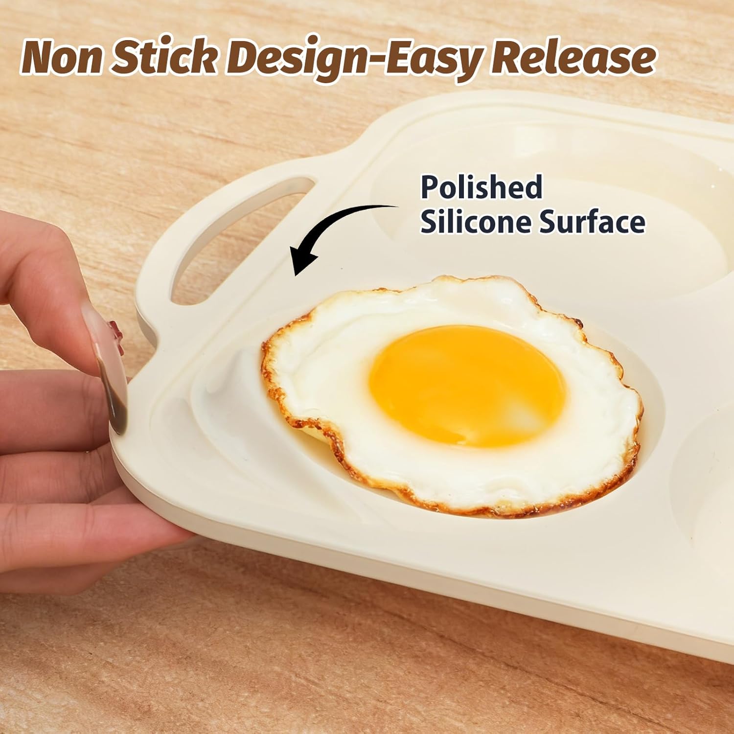 Silicone Egg Pan Oven: 2 Packs 4 Inch Silicone Pancake Pan 6 Cup with Handles - Nonstick Egg Griddle Mold for Baking Eggwich Breakfast Sandwiches Burgers - for Family Office-worker Homemade - Image 4