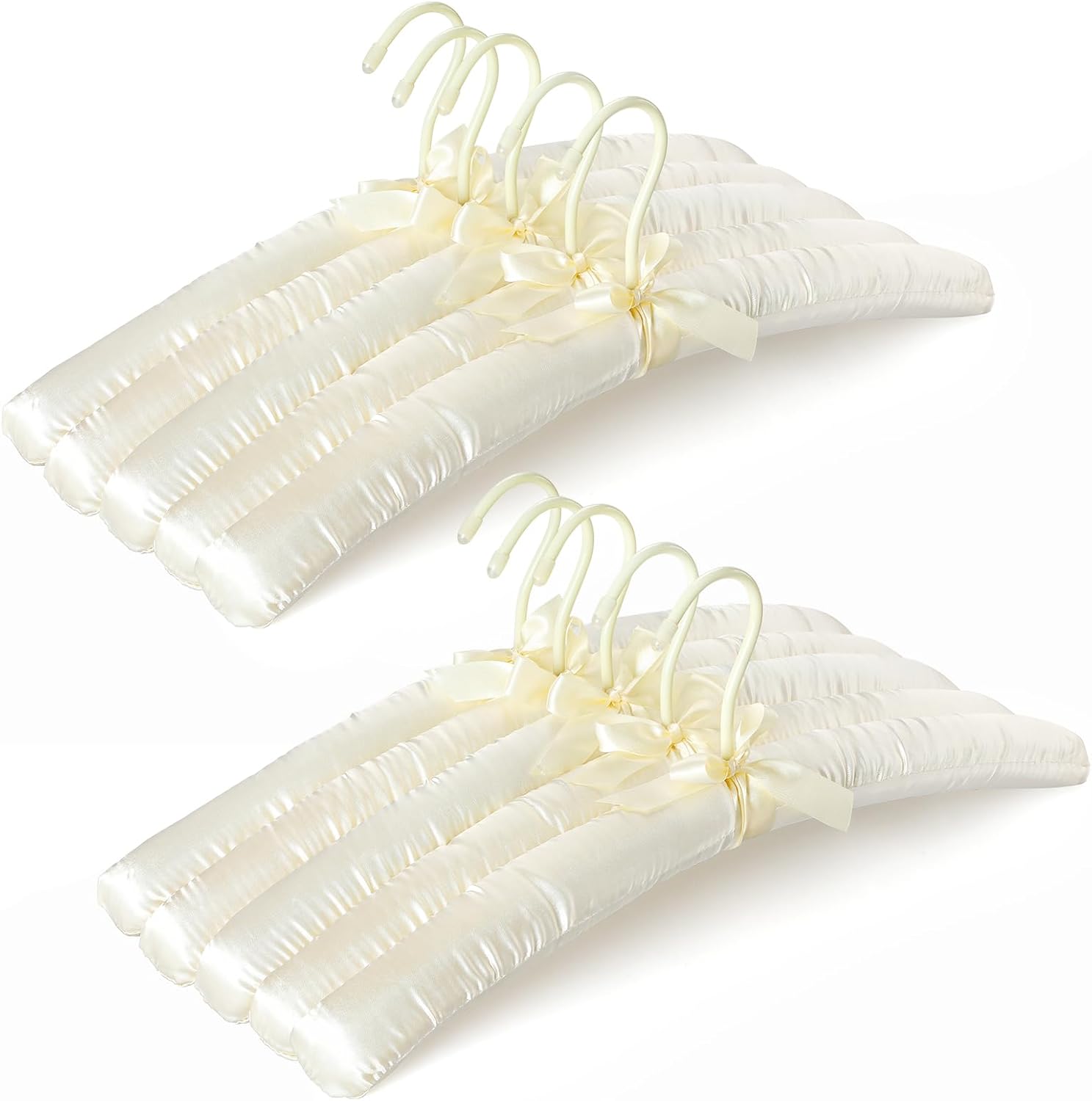 TOPIA HANGER Padded Hangers for Women Clothing,17-inch Satin Hangers 10 Pack Thick Foam Padded No Shoulder Bump for Sweaters, Coat, Blouses, Dresses-Ivory,CT18I-10 - Image 1