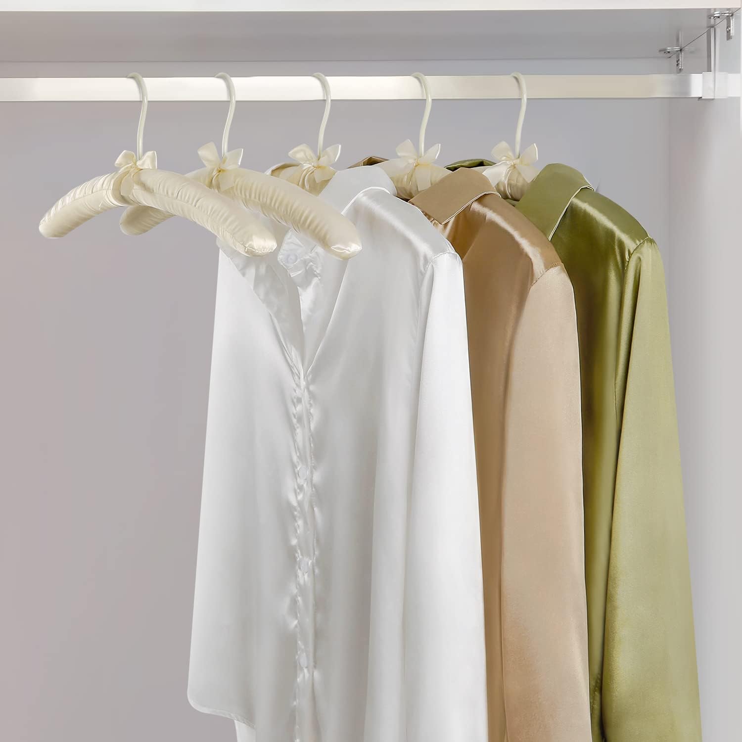 TOPIA HANGER Padded Hangers for Women Clothing,17-inch Satin Hangers 10 Pack Thick Foam Padded No Shoulder Bump for Sweaters, Coat, Blouses, Dresses-Ivory,CT18I-10 - Image 6