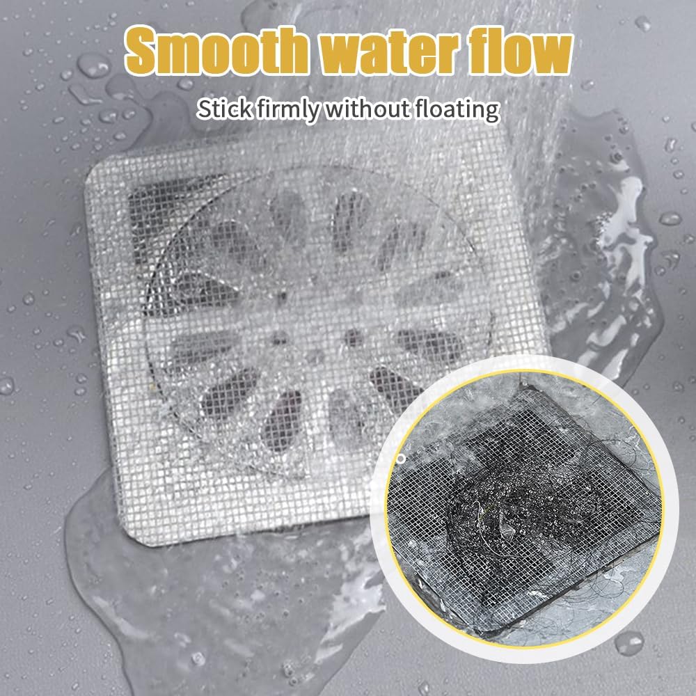 Disposable Floor Drain Filter Stickers, Disposable Shower Drain Hair Catcher to Prevent Clogged Drains, for Kitchen, Sink,Bathtub and Bathroom Drains (20 pcs) - Image 4