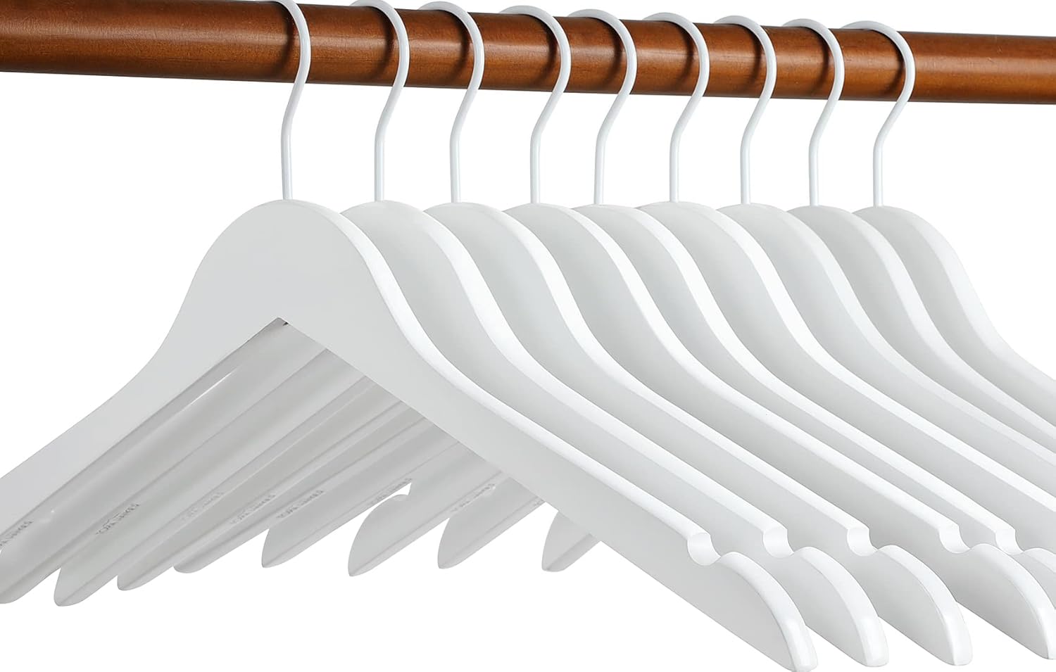 TOPIA HANGER Bride Hanger for Wedding Dress, Premium White Wooden Hangers, 360° Swivel White Hook, Smooth Finish, Extra Smoothly Cut Notches, 10 Pack-CT06W - Image 1