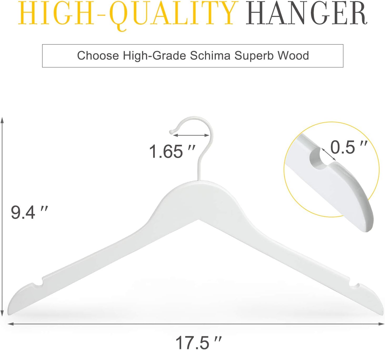 TOPIA HANGER Bride Hanger for Wedding Dress, Premium White Wooden Hangers, 360° Swivel White Hook, Smooth Finish, Extra Smoothly Cut Notches, 10 Pack-CT06W - Image 2