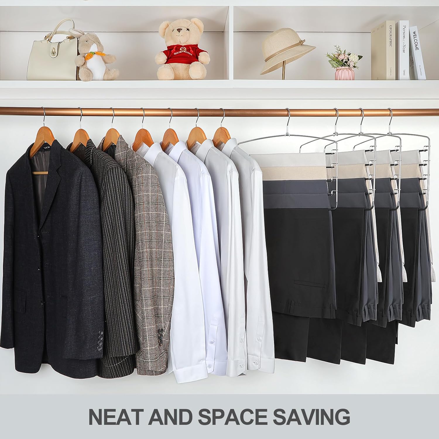 TOPIA HANGER Pant Hangers Space Saving 3 Pack Yoga Pants Leggings Hangers for Closet Non Slip 5 Tier Swing Arm Hanger Organizer for Pants Yoga Pants Leggings Trouser Jeans Slack - CT49B - Image 5