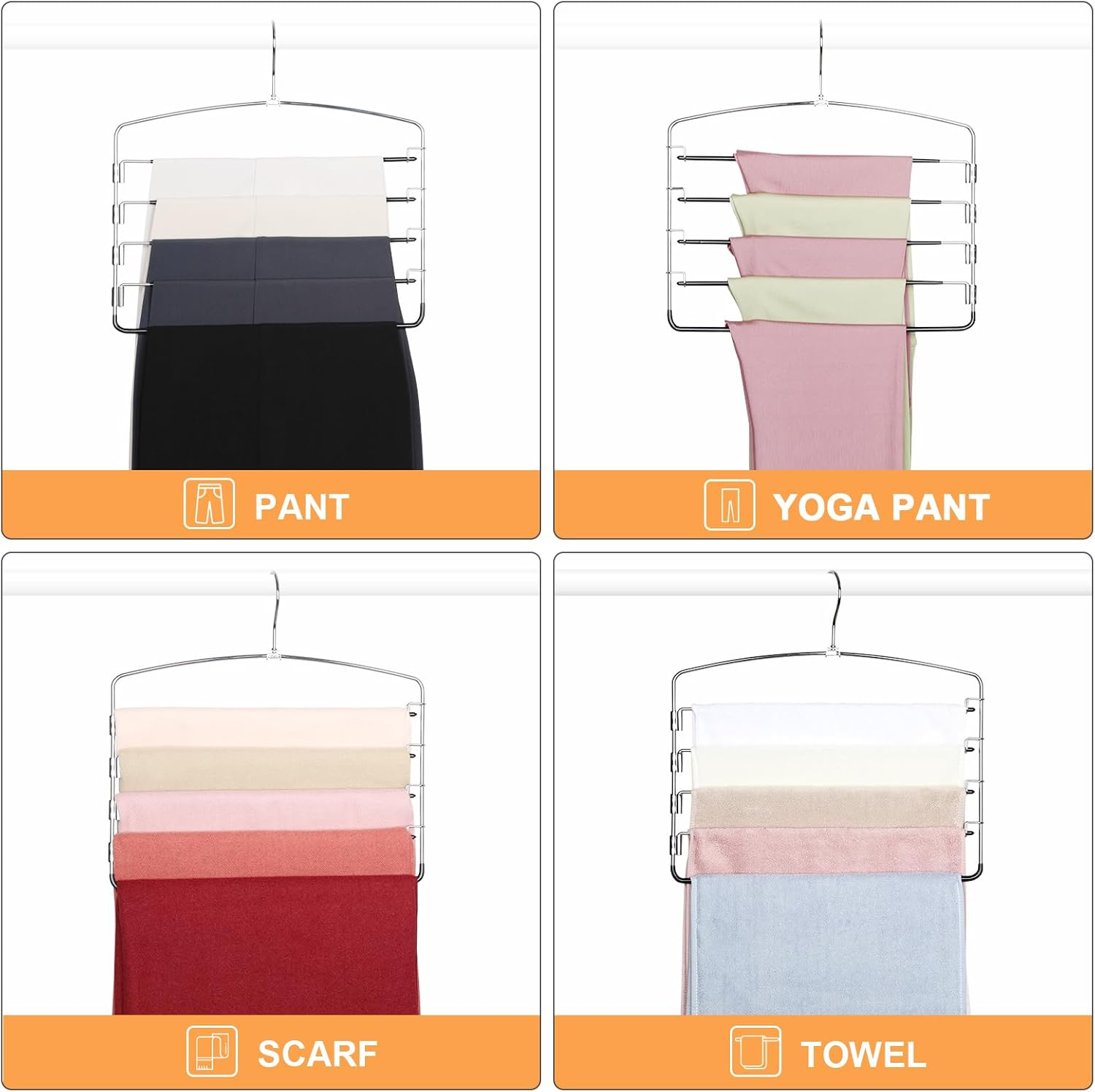TOPIA HANGER Pant Hangers Space Saving 3 Pack Yoga Pants Leggings Hangers for Closet Non Slip 5 Tier Swing Arm Hanger Organizer for Pants Yoga Pants Leggings Trouser Jeans Slack - CT49B - Image 7
