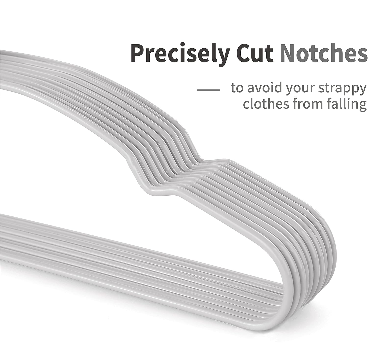 TOPIA HANGER Metal Hangers 20 Pack, Non Slip Clothes Hangers Space Saving, Heavy Duty Rubber Coated Wire Hanger for Coat, Shirt, Dress, Pants-Grey, CT12G - Image 7
