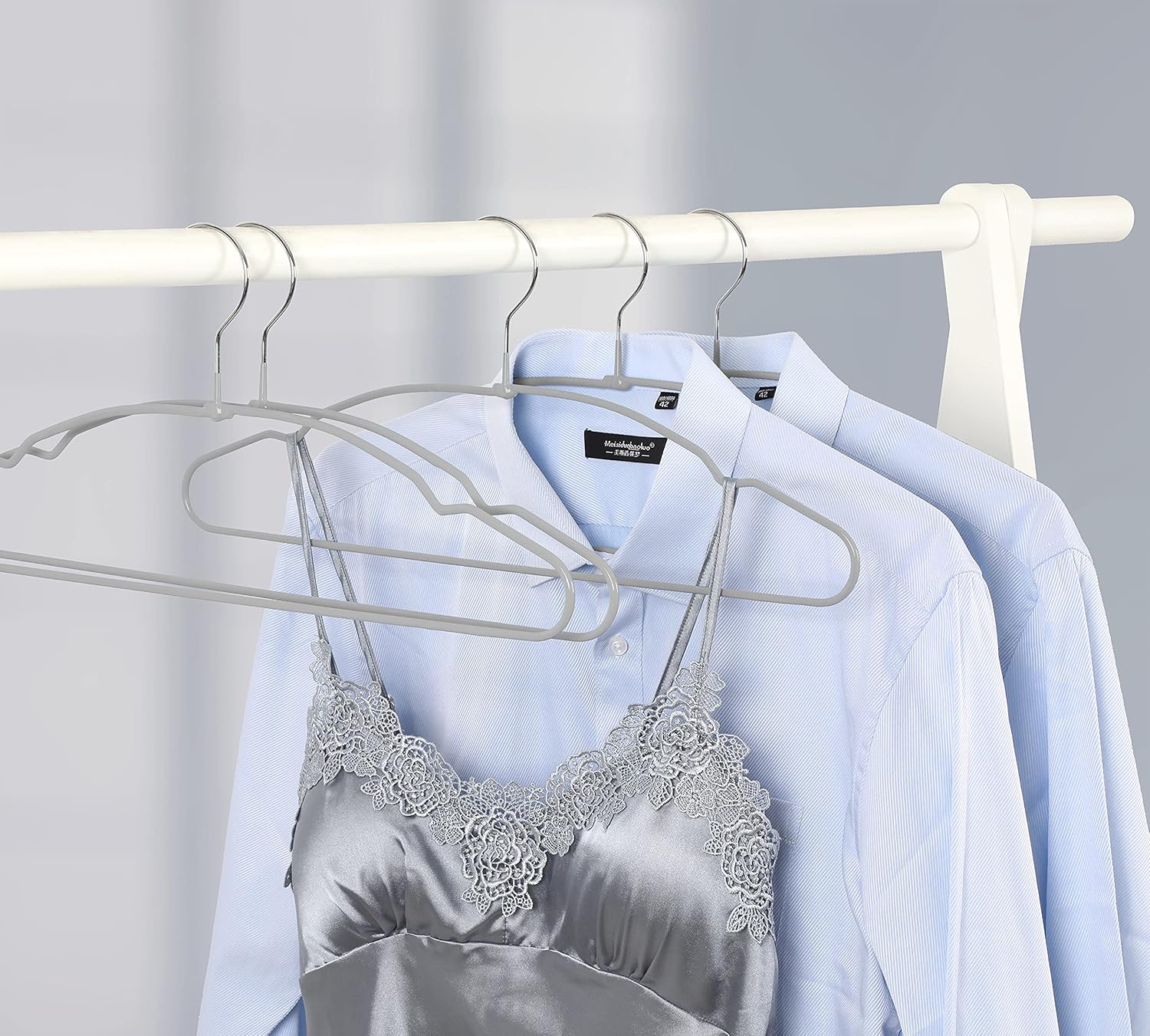 TOPIA HANGER Metal Hangers 20 Pack, Non Slip Clothes Hangers Space Saving, Heavy Duty Rubber Coated Wire Hanger for Coat, Shirt, Dress, Pants-Grey, CT12G - Image 8