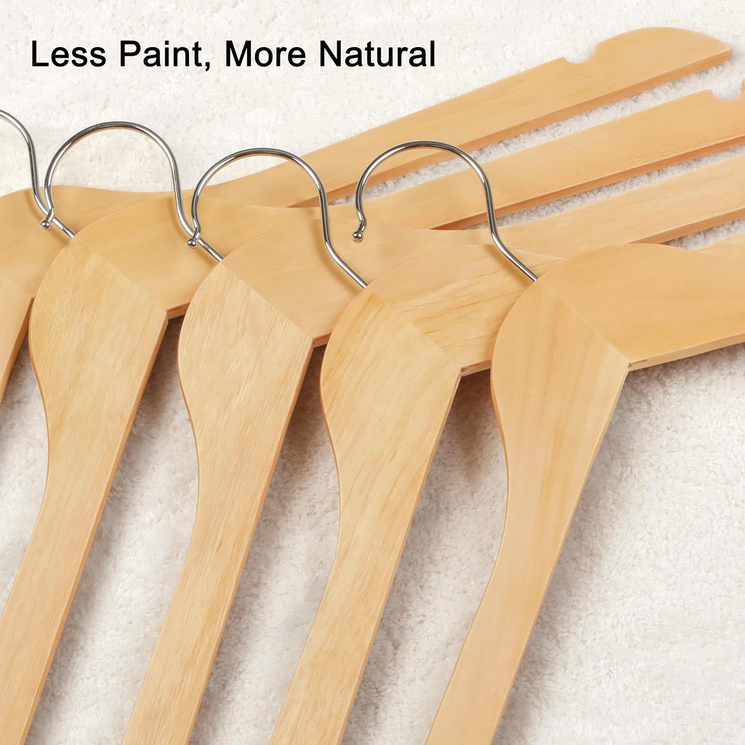 TOPIA HANGER Wooden Hangers 30 Pack, 0.28-inch Slim & Durable Clothes Hangers Space Saving, Natural Wood Hanger with 360°Swivel Hook and Non-Slip Shoulder Notches for Coat,Shirt, Camisole, Dress-CT51N - Image 4