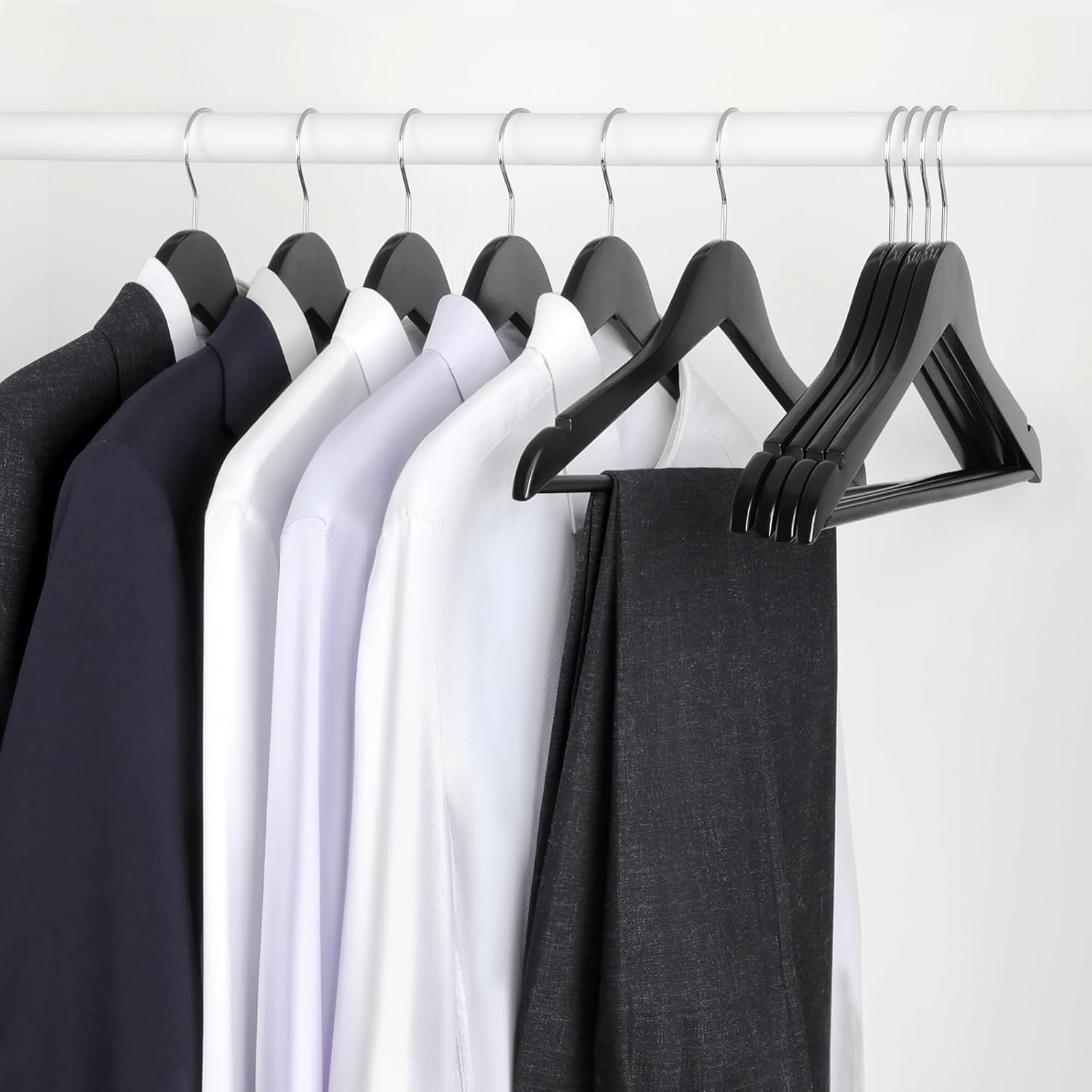 TOPIA HANGER Wooden Coat Hangers 30 Pack, Black Wood Suit Hangers, 360° Swivel Hook and Non-Slip Shoulder Notches for Camisole, Jacket, Pant, Shirt, Smooth Finished Clothes Hangers -CT54B30 - Image 7