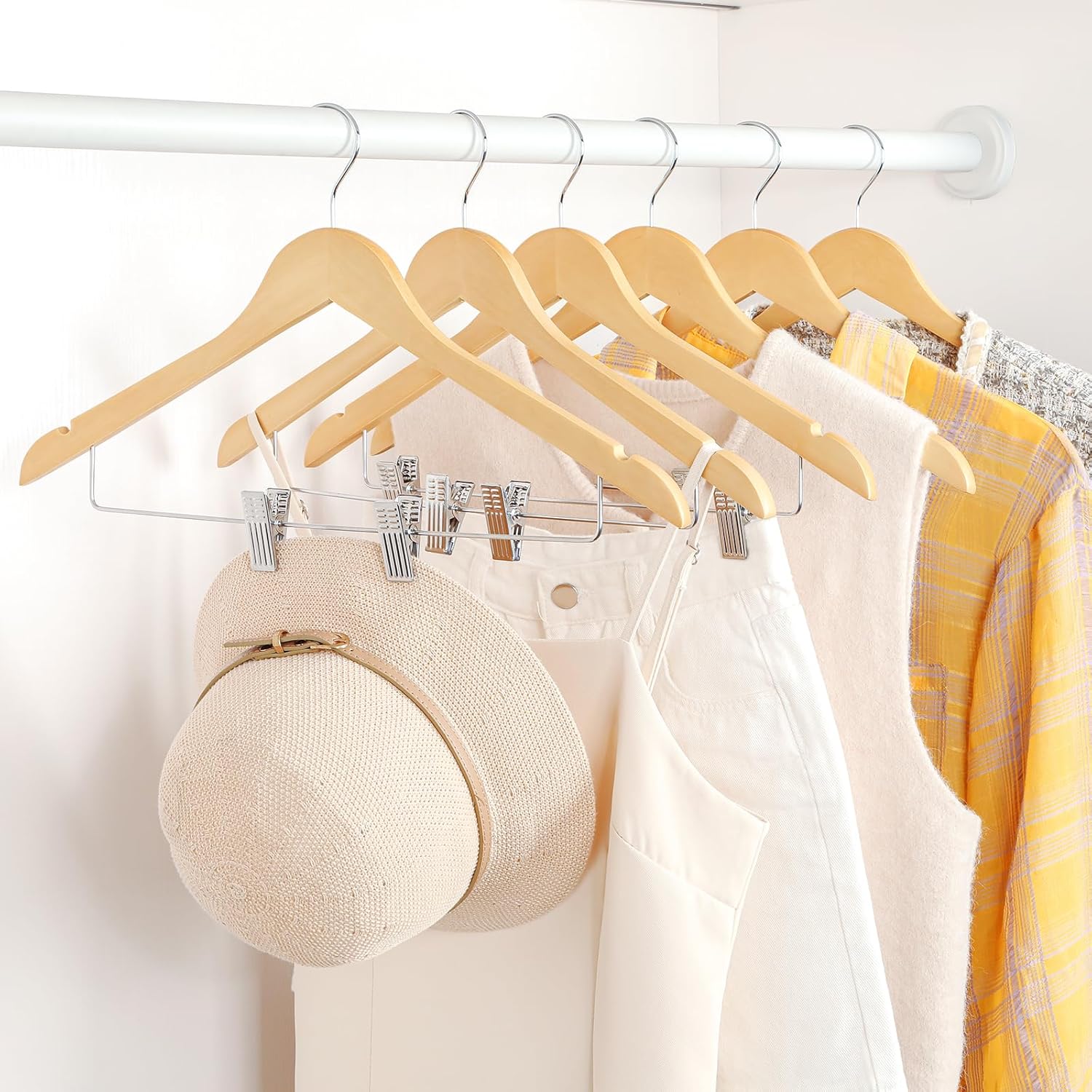 TOPIA HANGER Wooden Hangers with Adjustable Metal Clips and 360° Swivel Hook, Premium Wood Clothes Hangers 10 Pack for Suit, Pant, Skirt, Jeans, Coat, Jacket-CT28N - Image 4